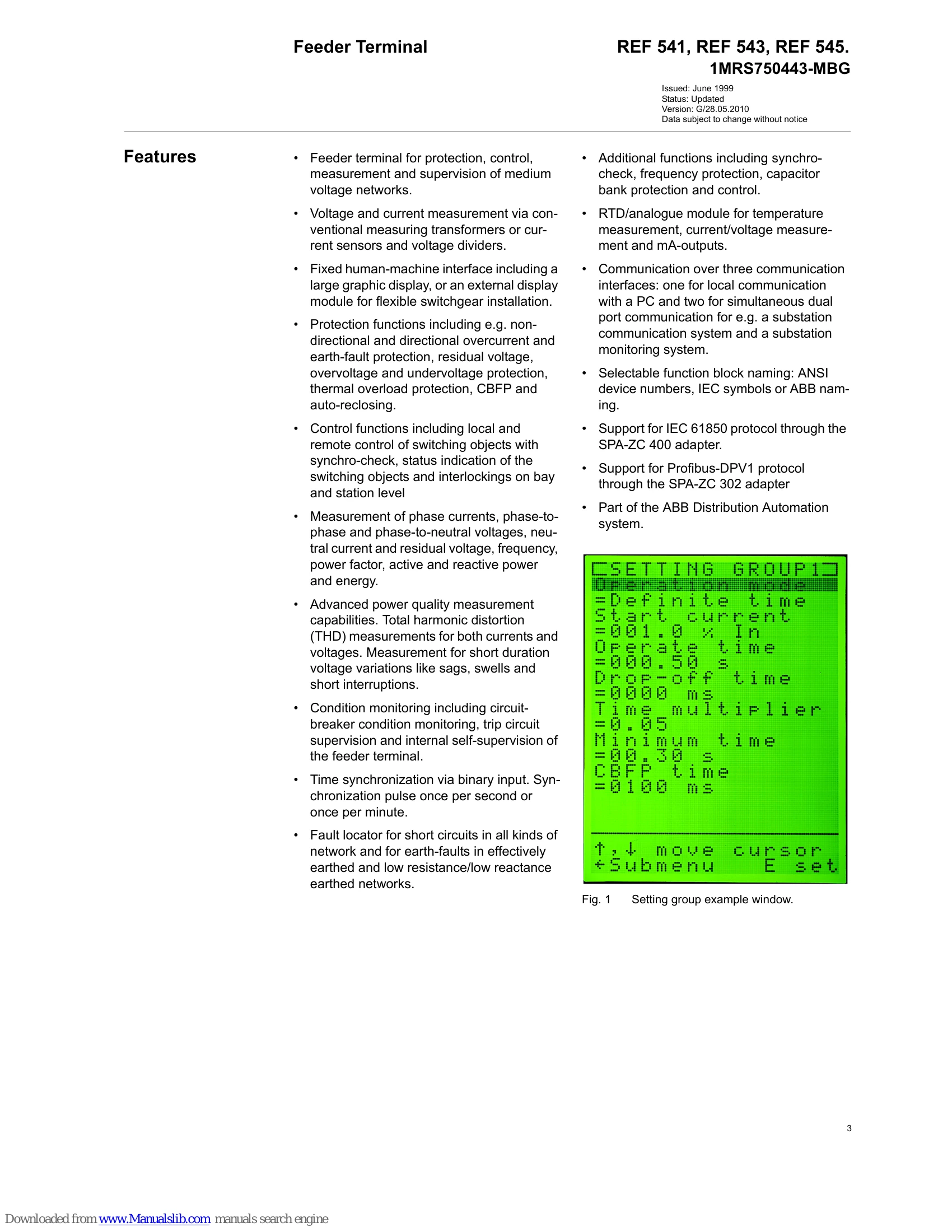 Manual for REF 541, REF 543, REF 545