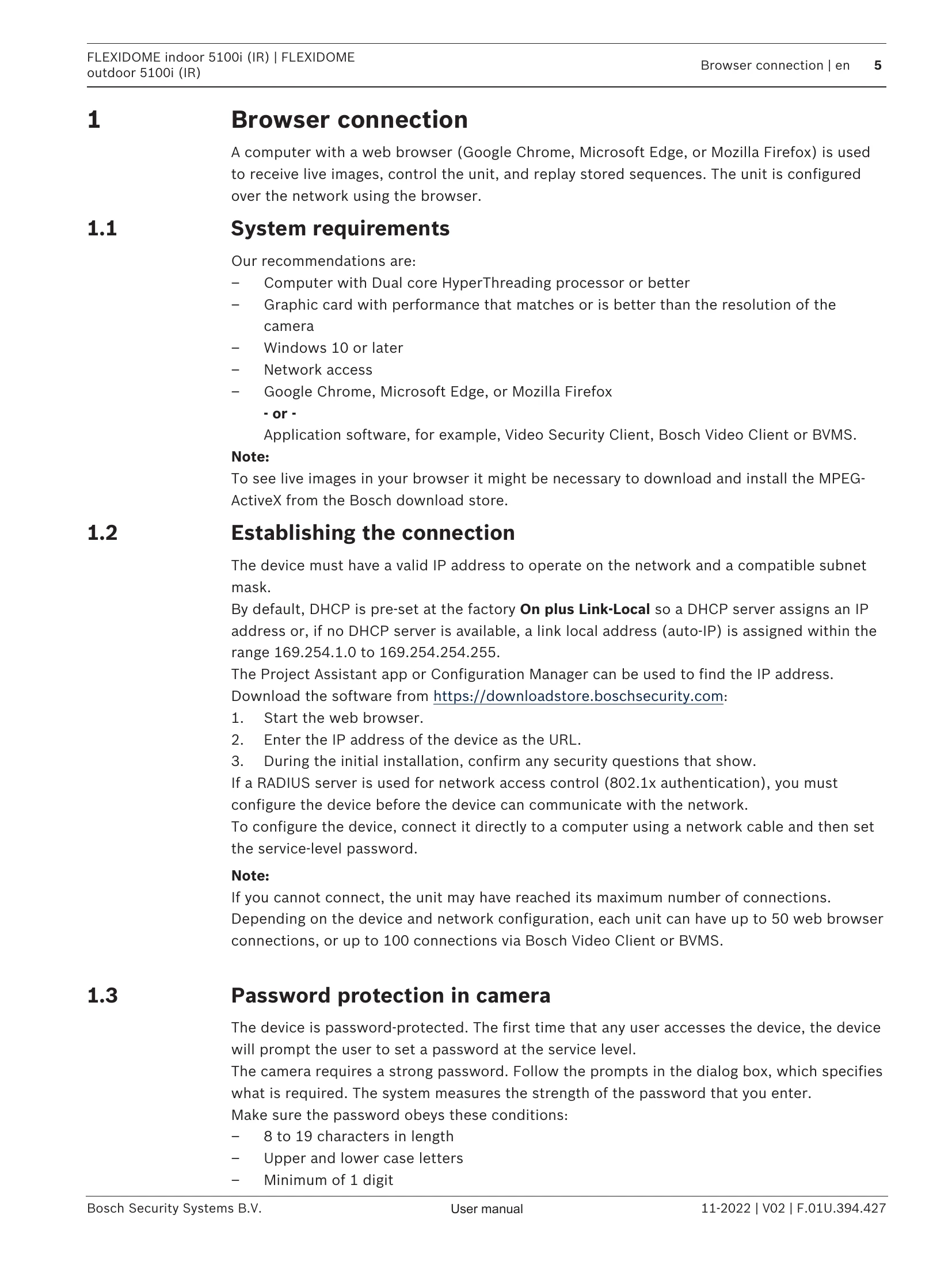 Manual for FLEXIDOME indoor 5100i (IR)