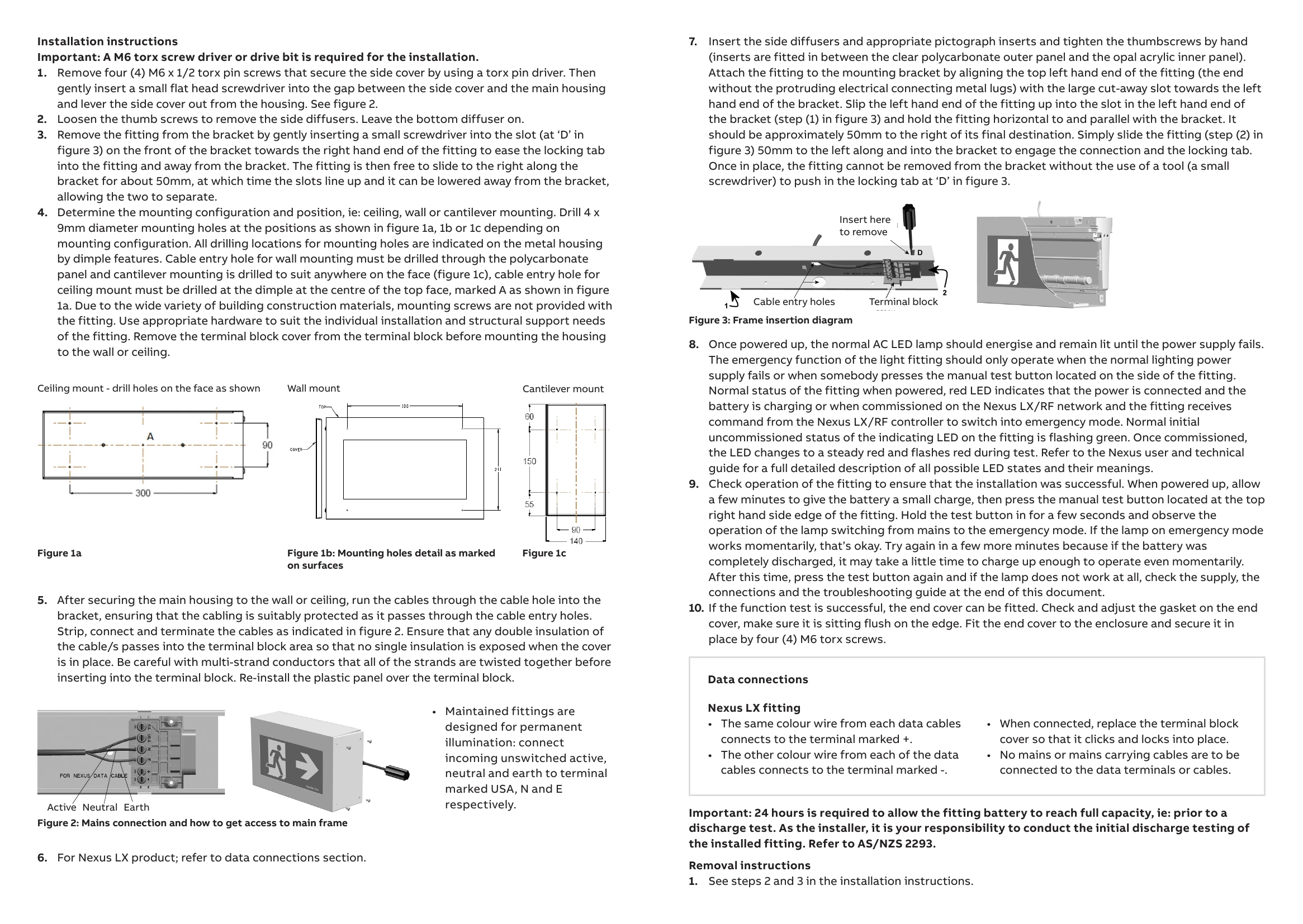 Installation Guide for Exit LED Quickfit® vandal resistant Standard, Nexus® LX, Nexus® RF