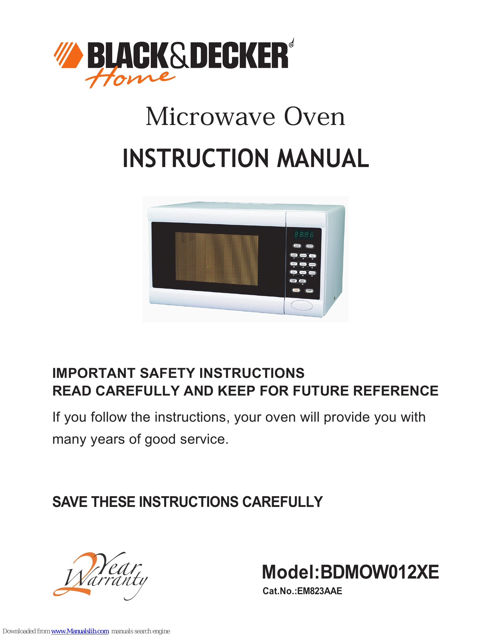 Manual for BDMOW012XE