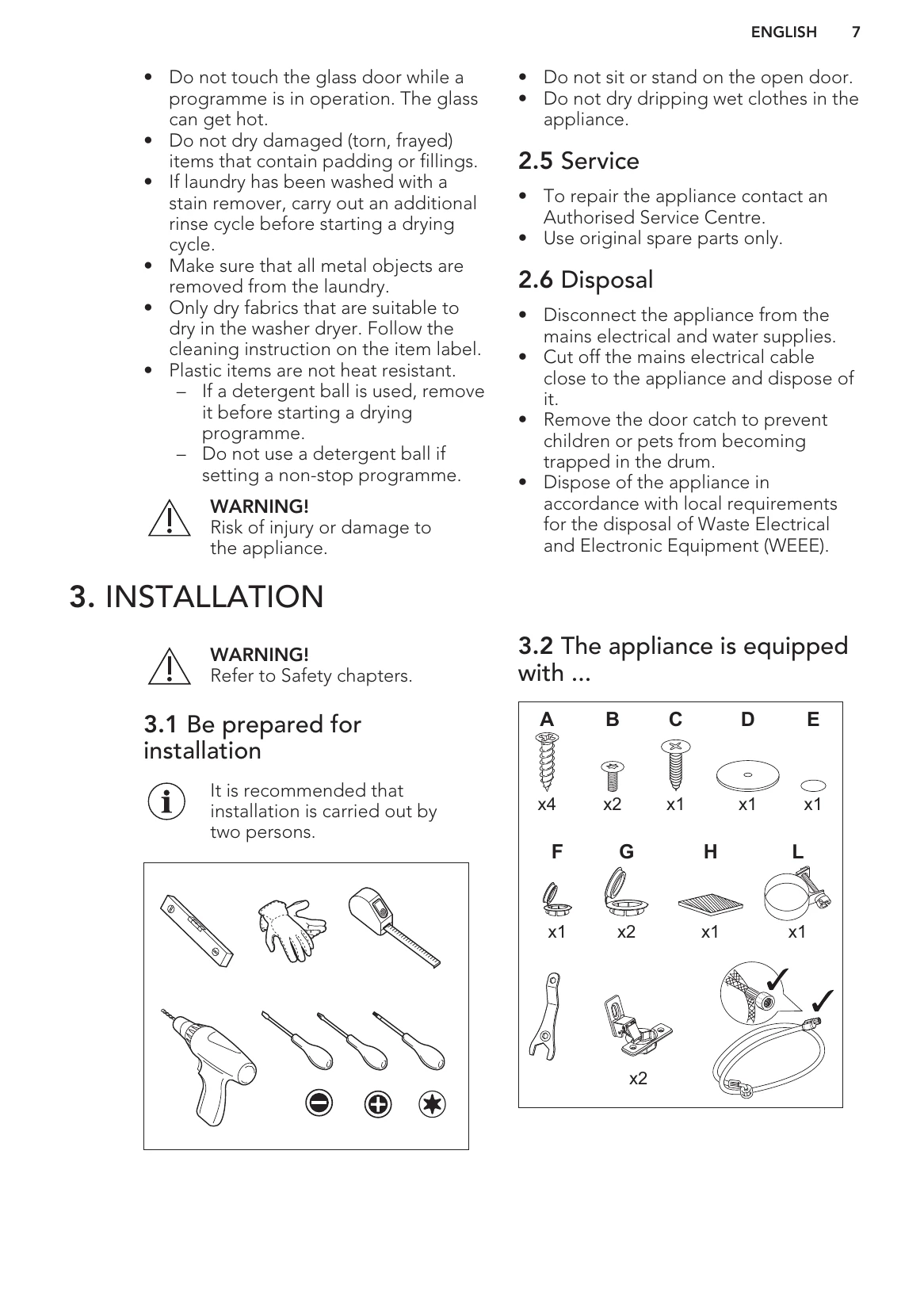 Manual for L8WBE68SI
