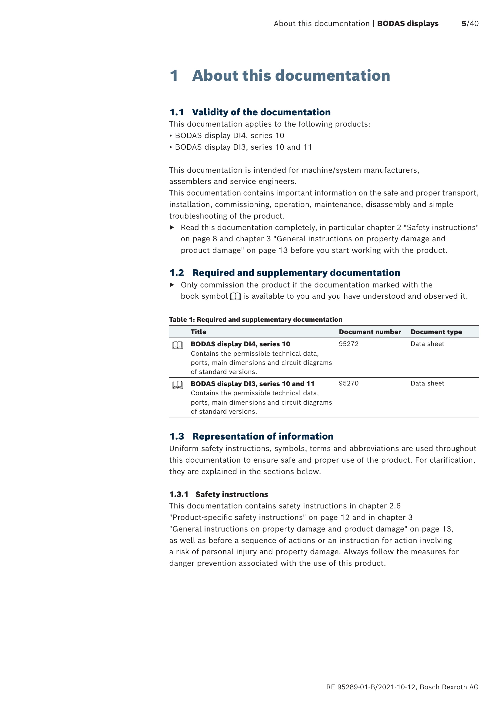 Manual for BODAS displays