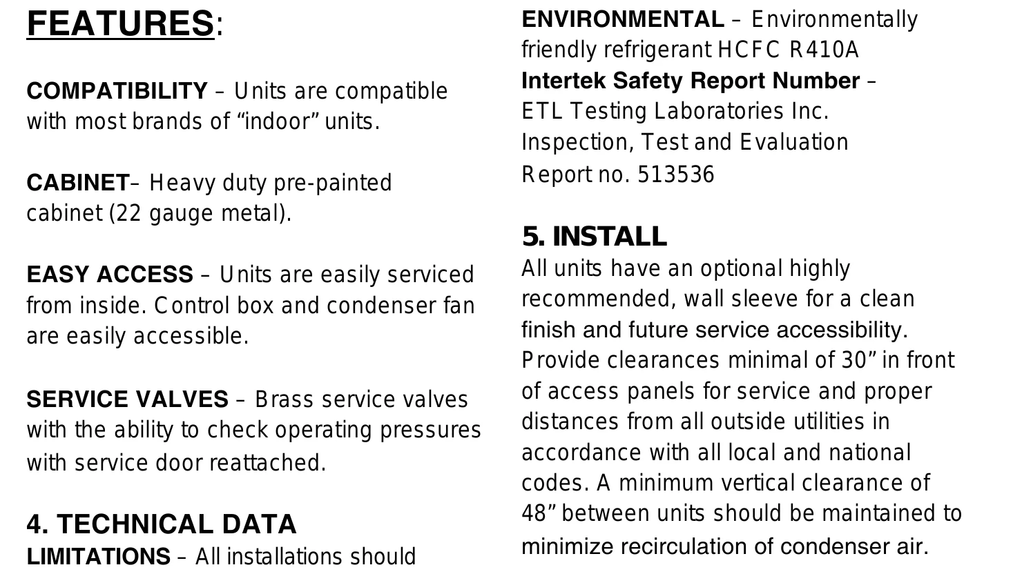 Manual for Thru-the-Wall Condensing Units
