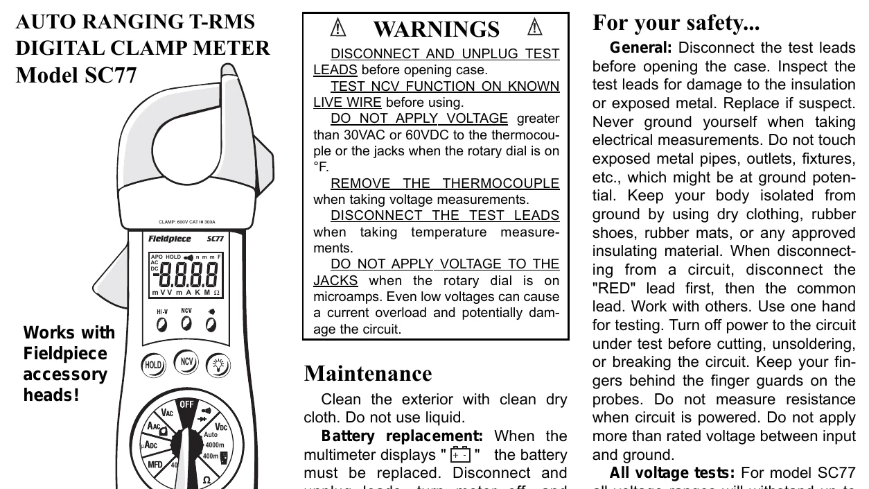 Manual for SC77 - Troubleshooting and error codes + PDF Download