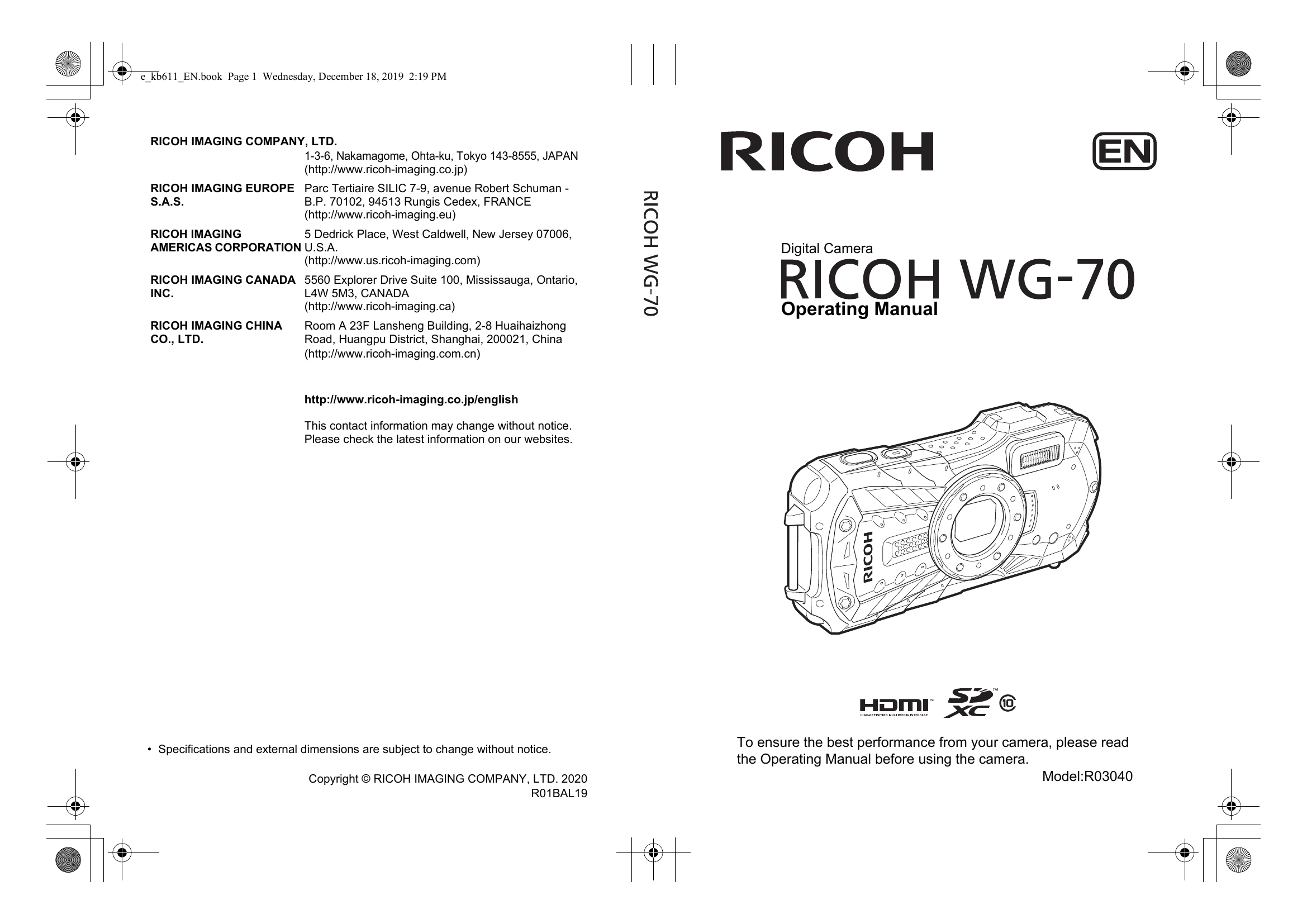 Manual for RICOH WG-70