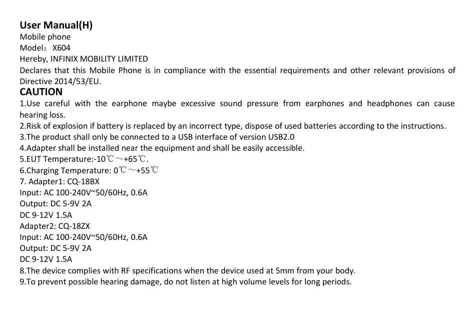 Manual for X604