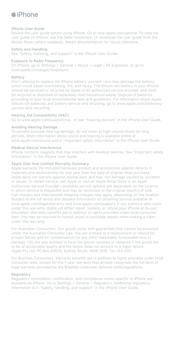 Safety/Compliance for iPhone