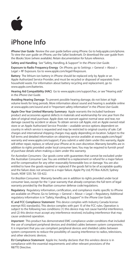 Safety/Compliance for iPhone
