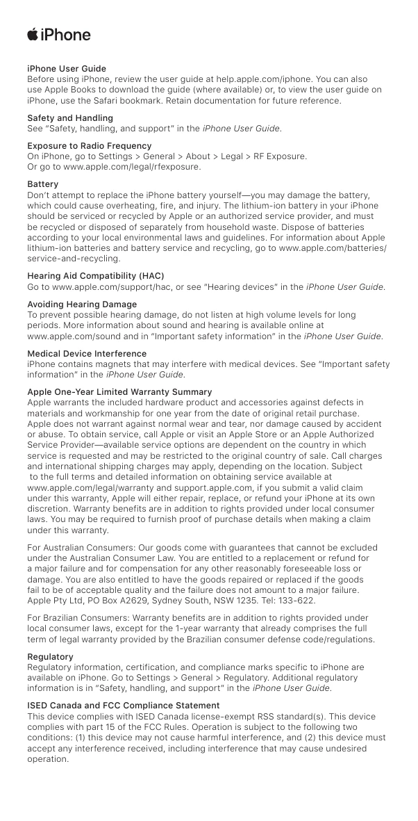 Manual for iPhone