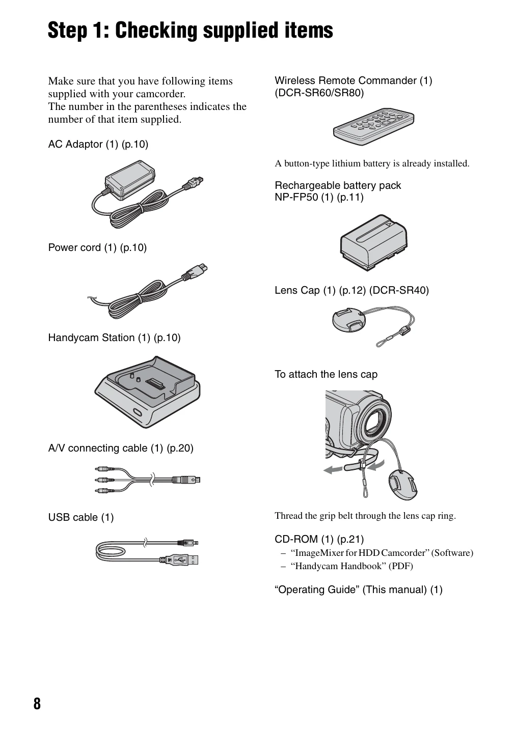 Manual for DCR-SR40/SR60/SR80