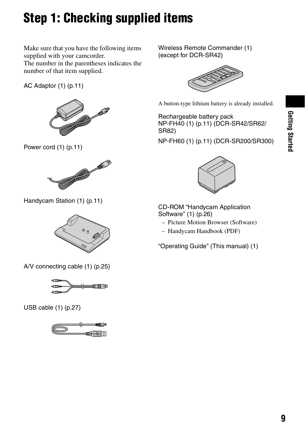 Manual for DCR-SR42/SR62/SR82/SR200/SR300
