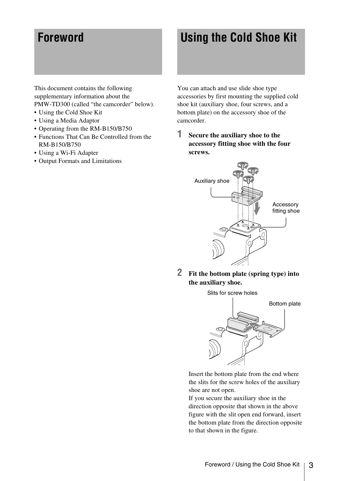 Manual for PMW-TD300