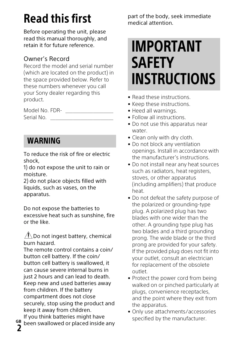 Manual for FDR-AX700