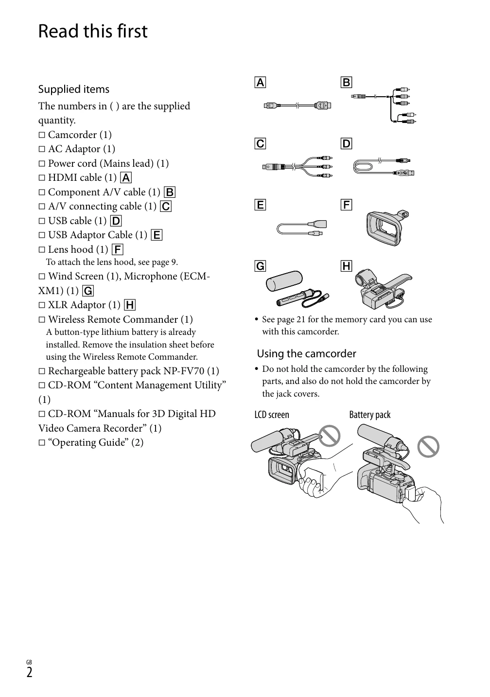 Manual for HXR-NX3D1E/ NX3D1P