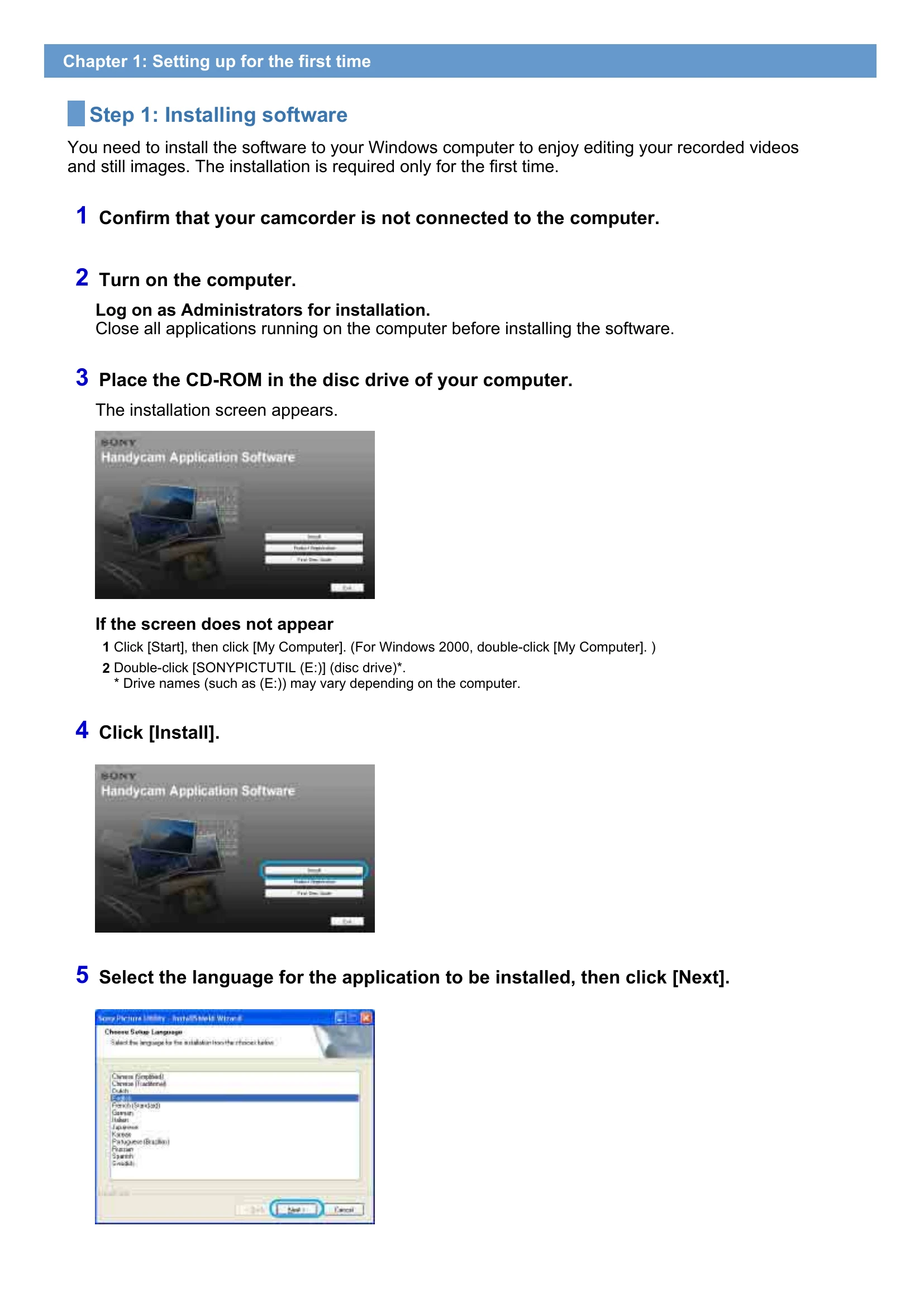 Manual for HDR-UX5