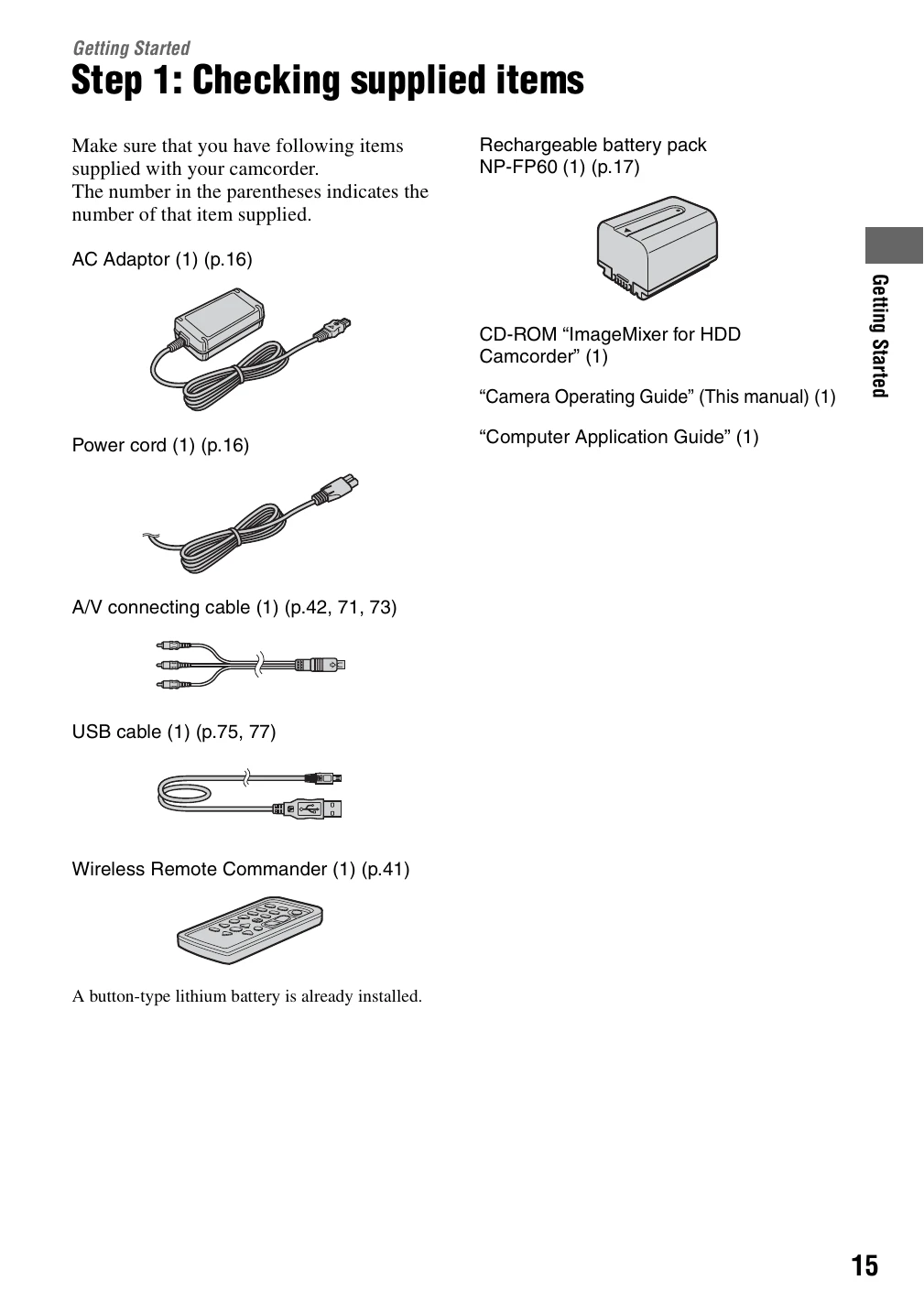 Manual for DCR-SR100