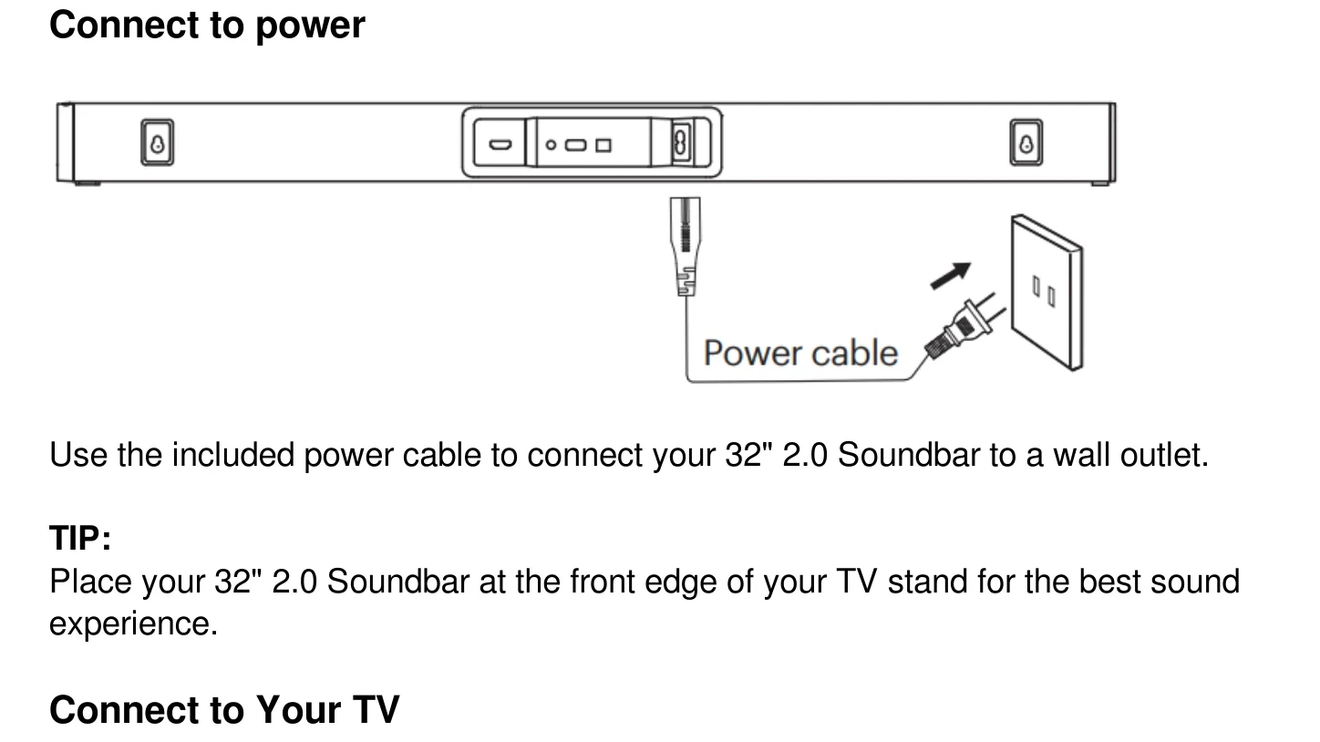 Manual for 32" 2.0 Soundbar - Troubleshooting and error codes + PDF Download
