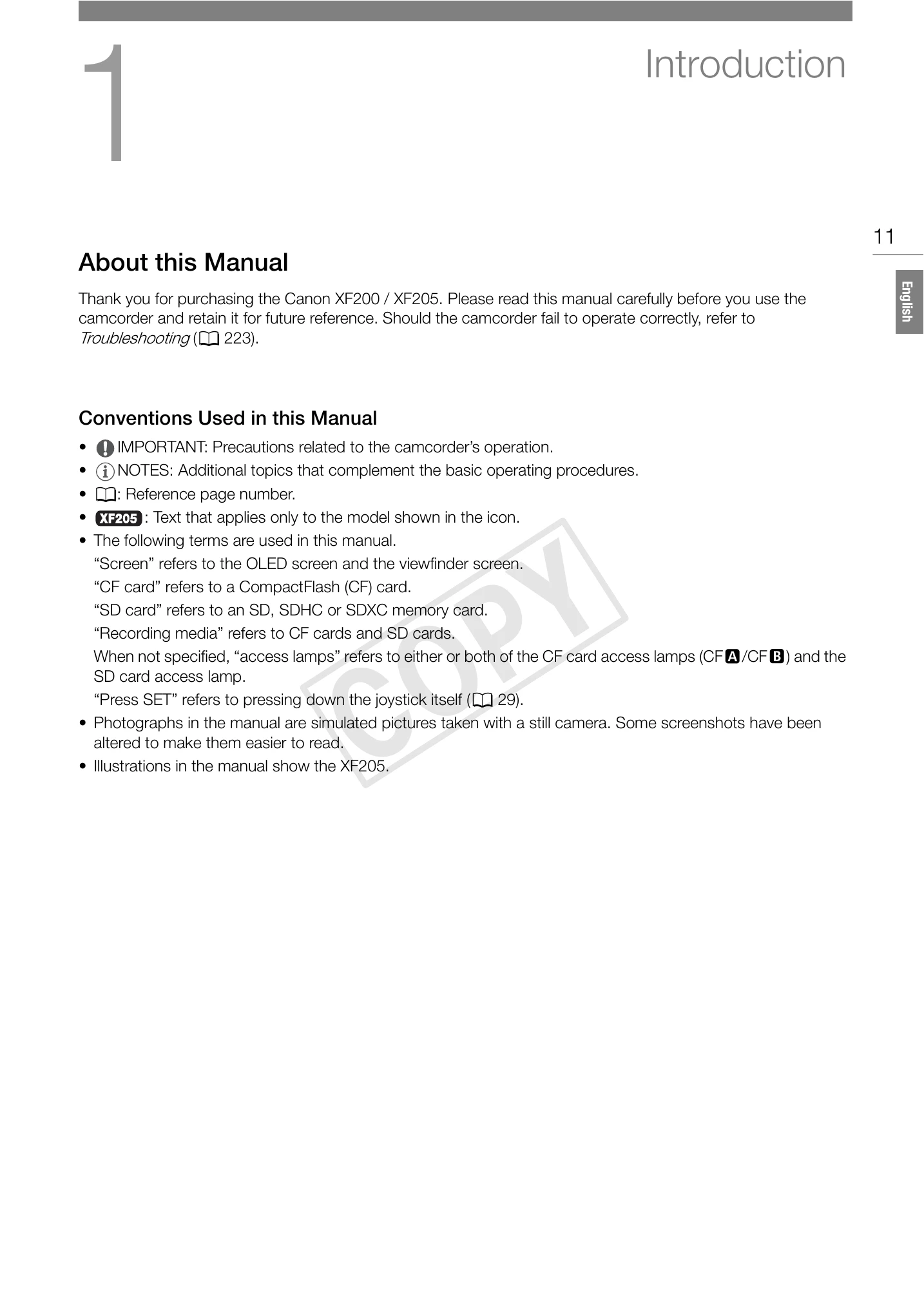 Manual for XF200 / XF205