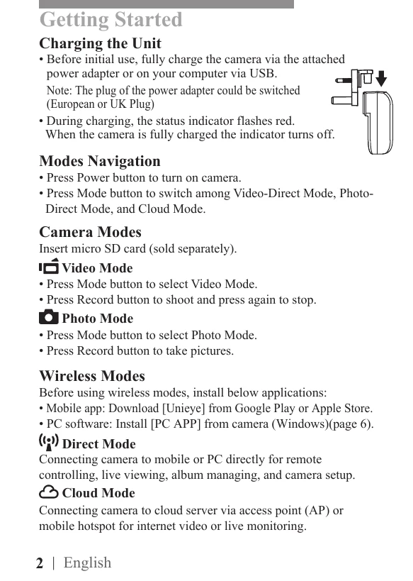 Manual for Wireless Camcorder