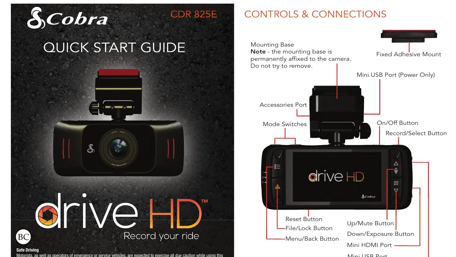 Quick Start Guide for CDR 825E