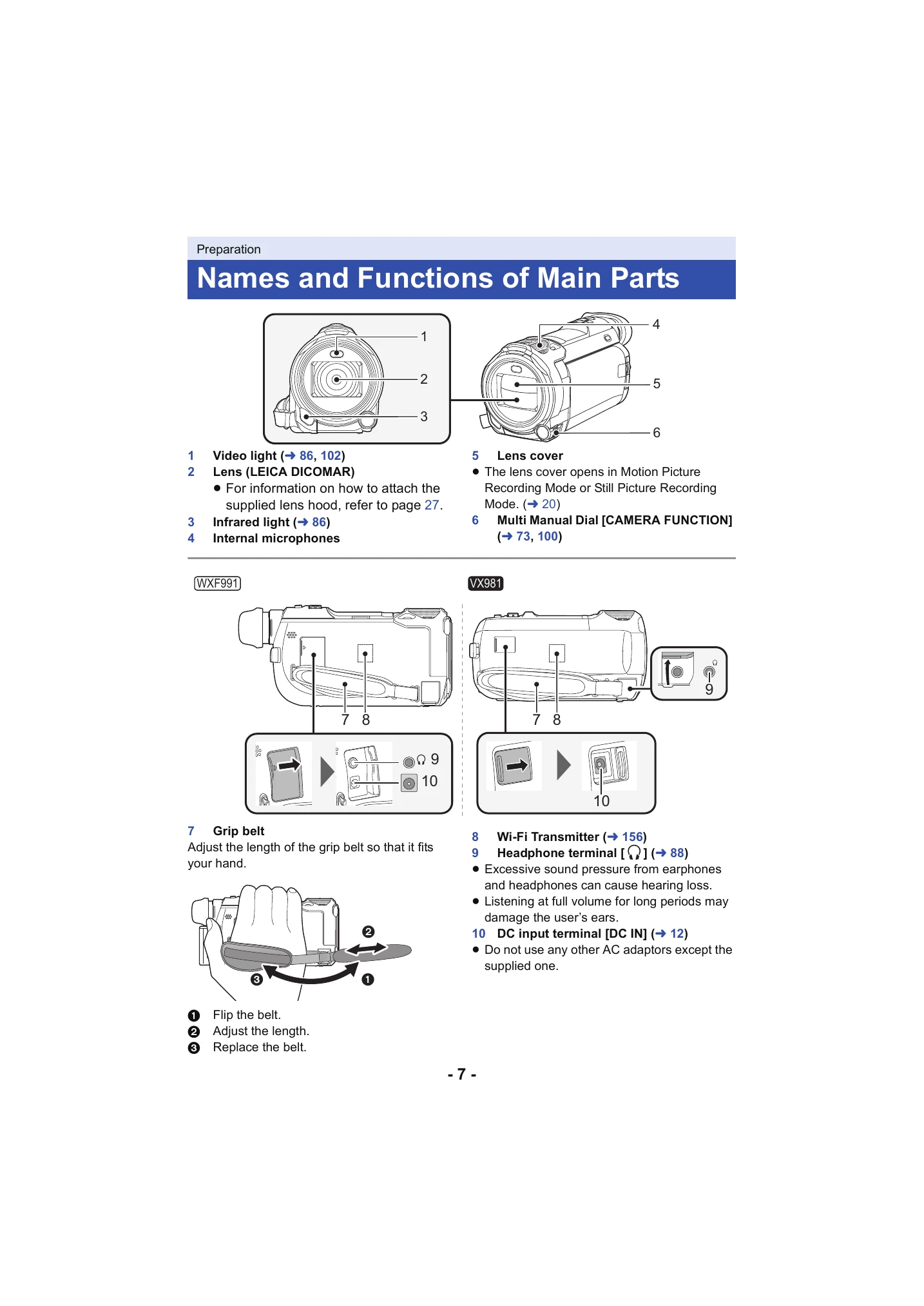 Manual for HC-WXF991 / HC-VX981