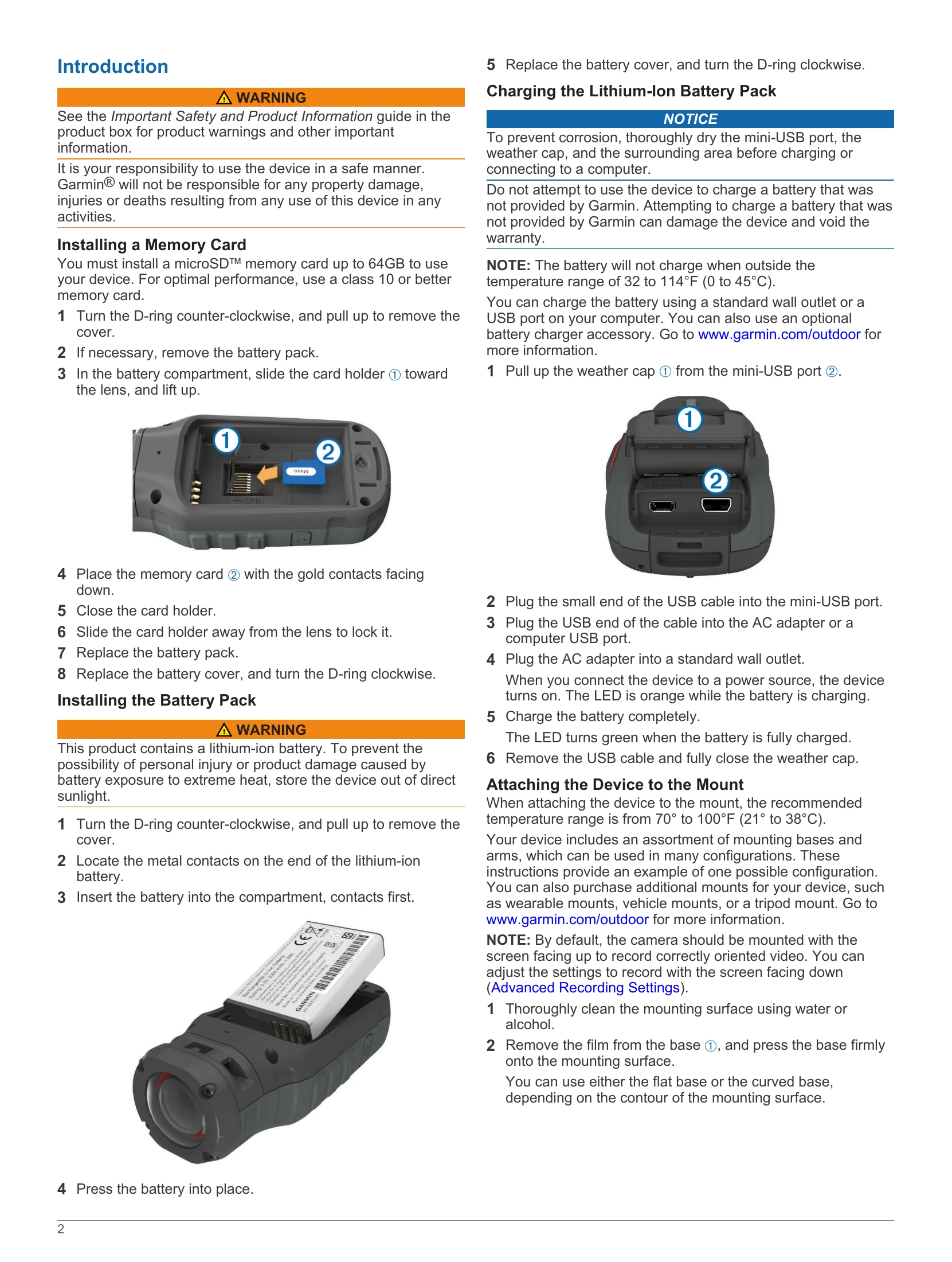 Quick Start Guide for VIRB Series
