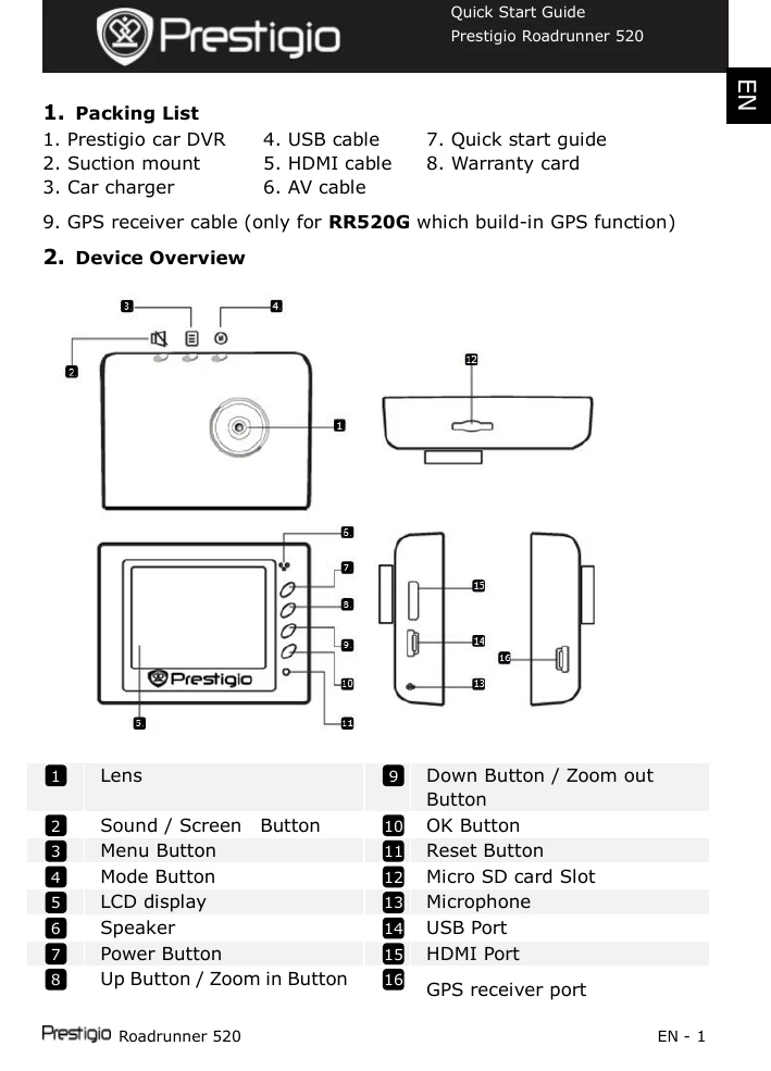 Quick Start Guide for Roadrunner 520
