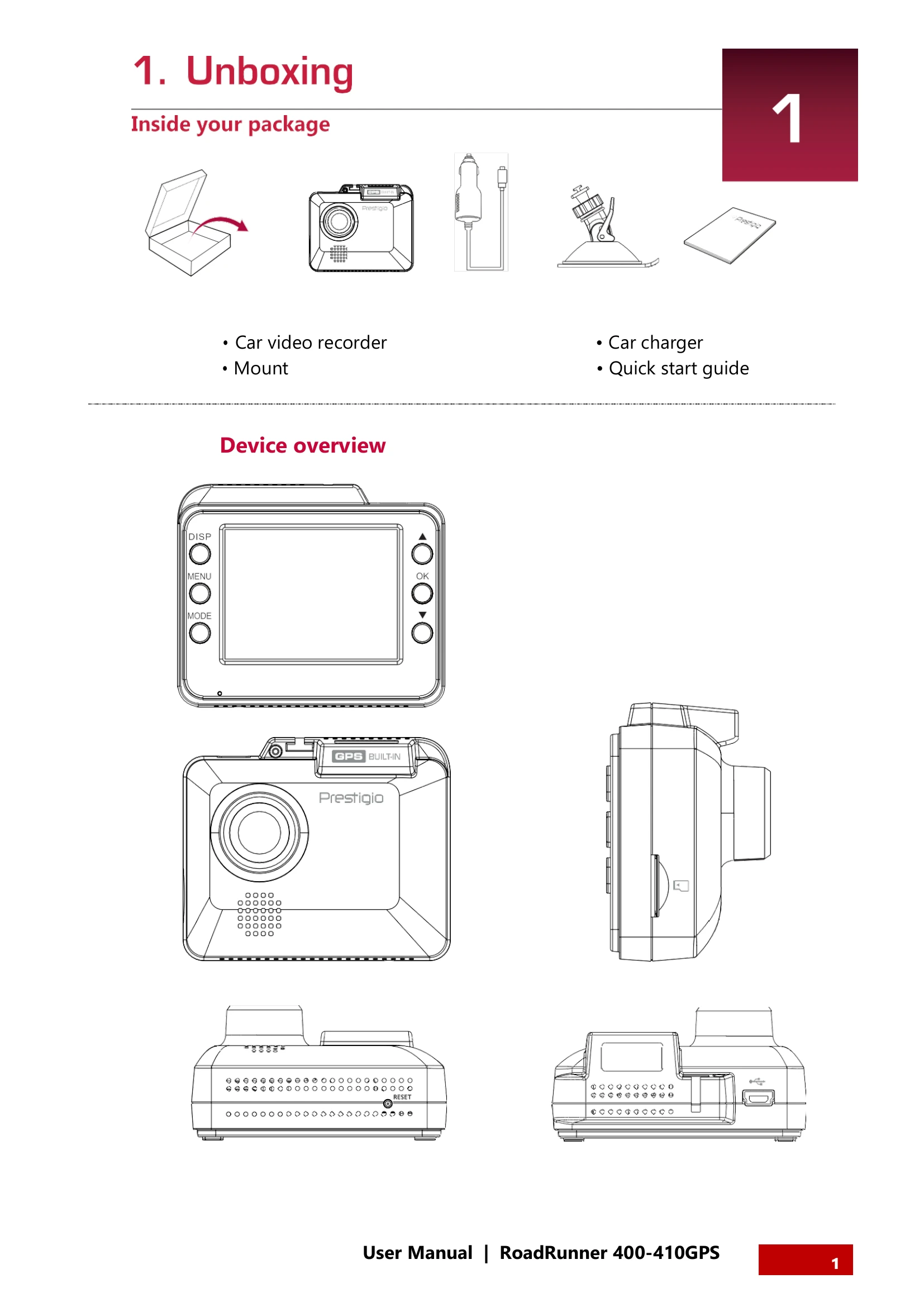 Manual for ROADRUNNER 400GPS, 410GPS