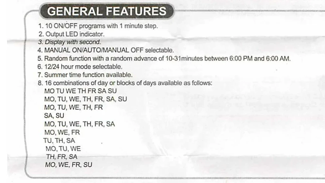 Manual for 7 DAY ELECTRONIC TIMER - COMPACT - Troubleshooting and error codes + PDF Download