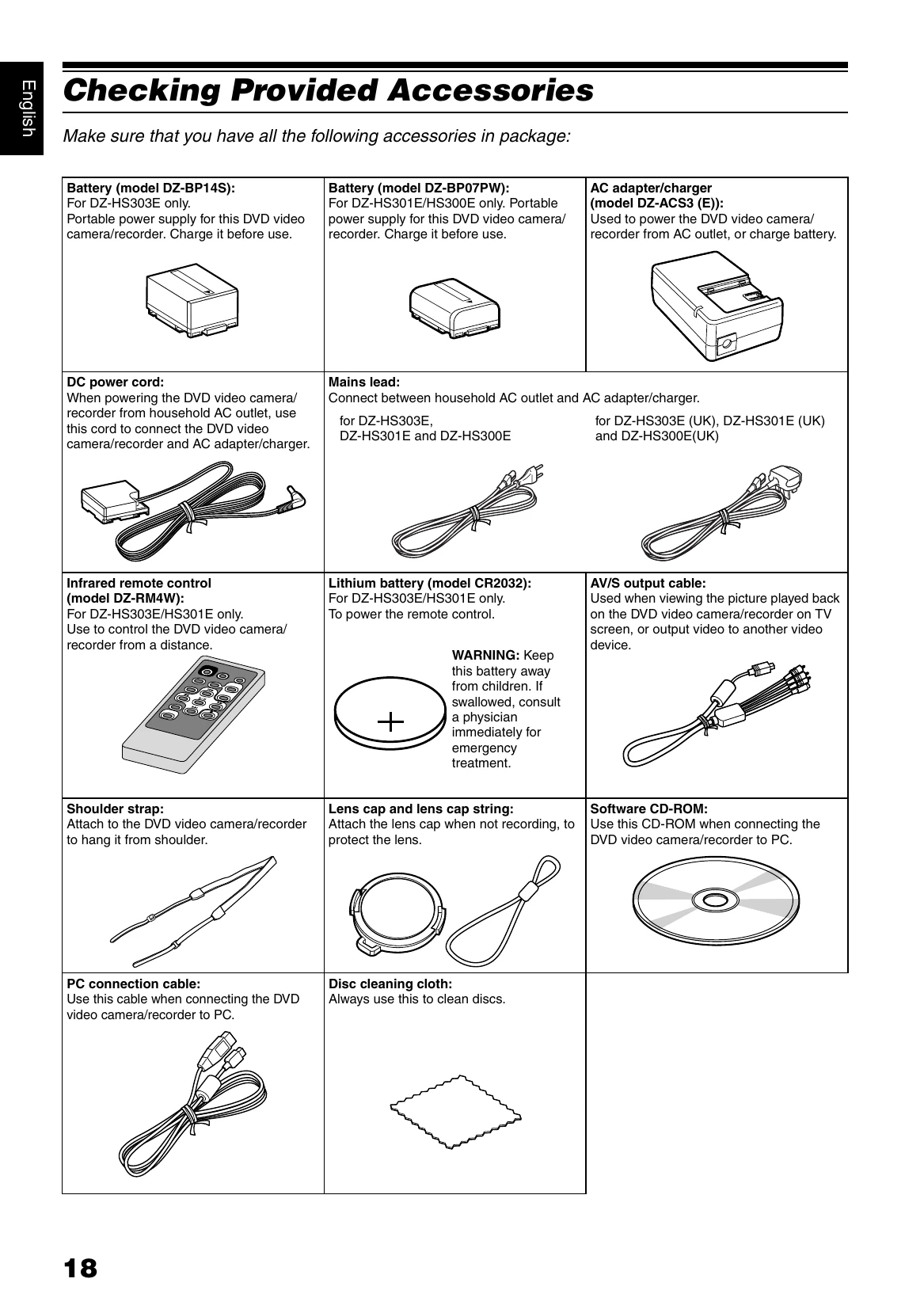 Manual for DZ-HS303E/DZ-HS301E/DZ-HS300E