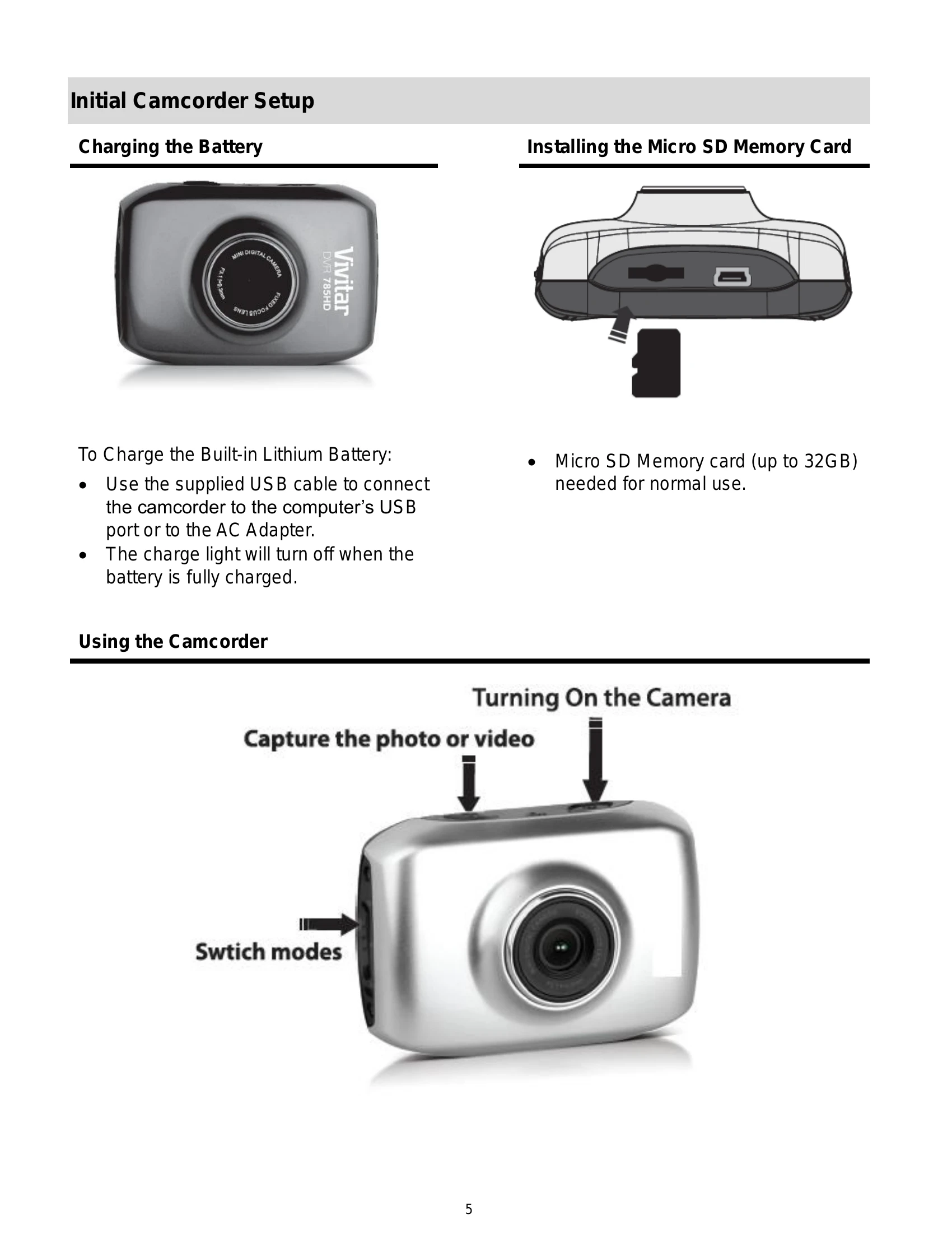 Manual for DVR 785HD