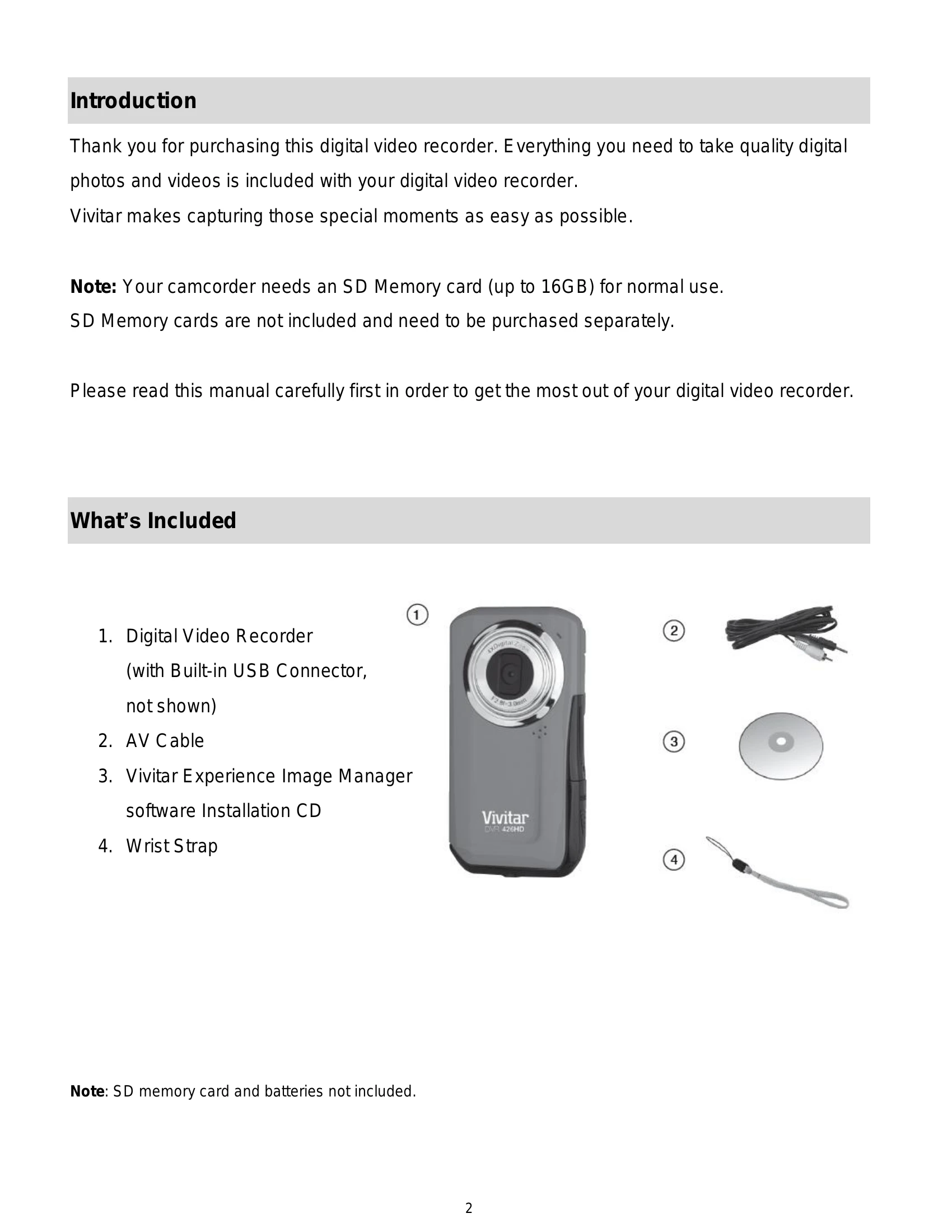 Manual for DVR 426HDv2