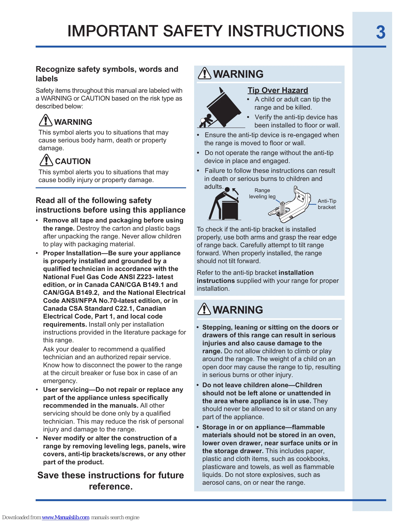 Manual for 316471303 Rev B October 2012
