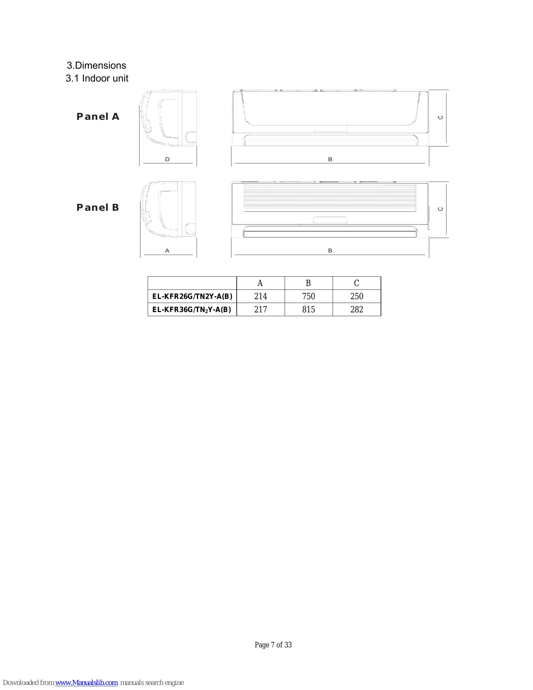 Manual for EL-KFR26G/TN2Y-A