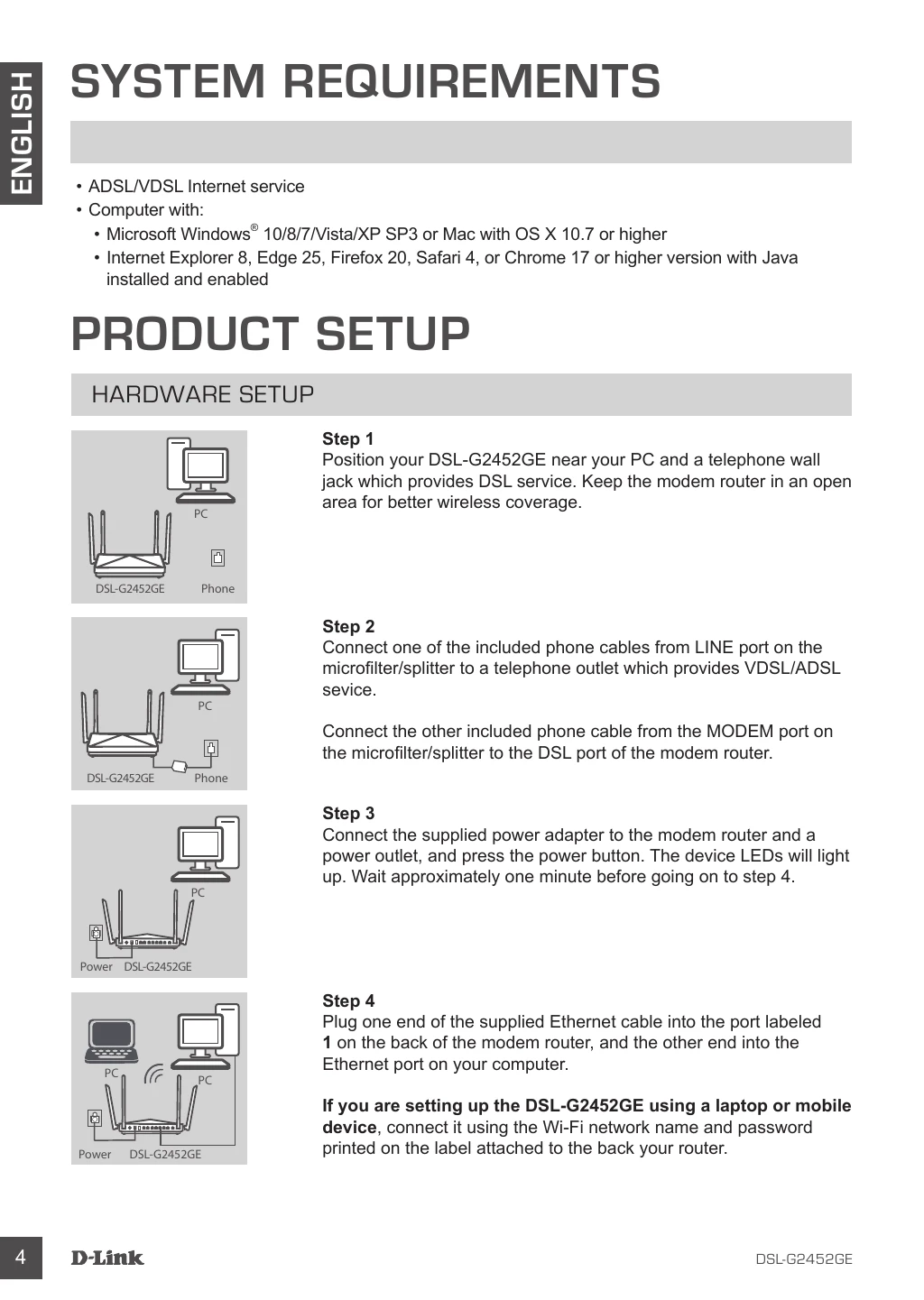Quick Start Guide for DSL-G2452GE