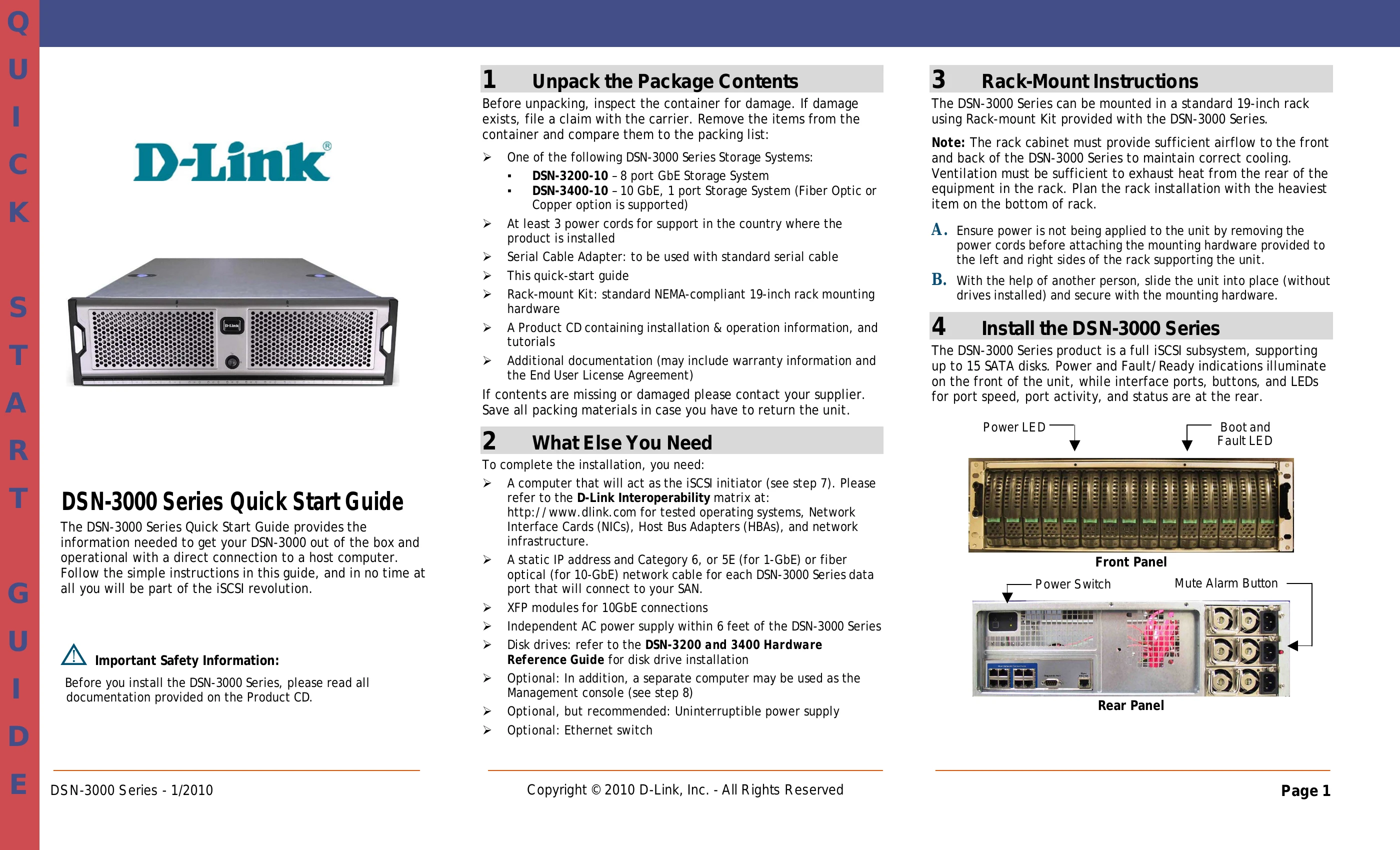 Quick Start Guide for DSN-3000 Series