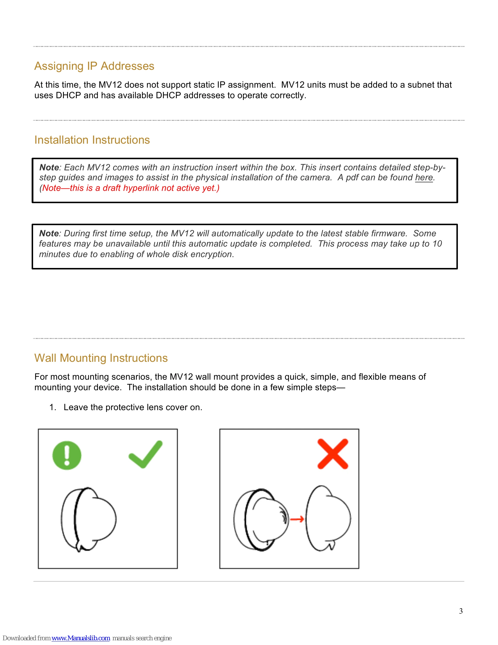 Installation Guide for MV12