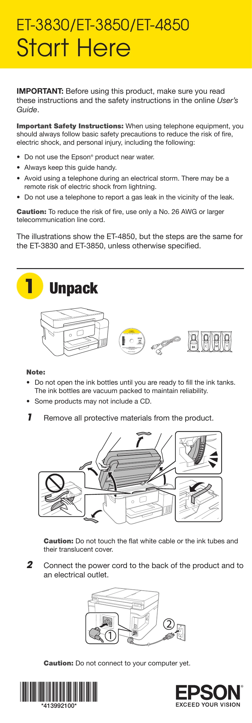 Quick Start Guide for ET-3830/ET-3850/ET-4850