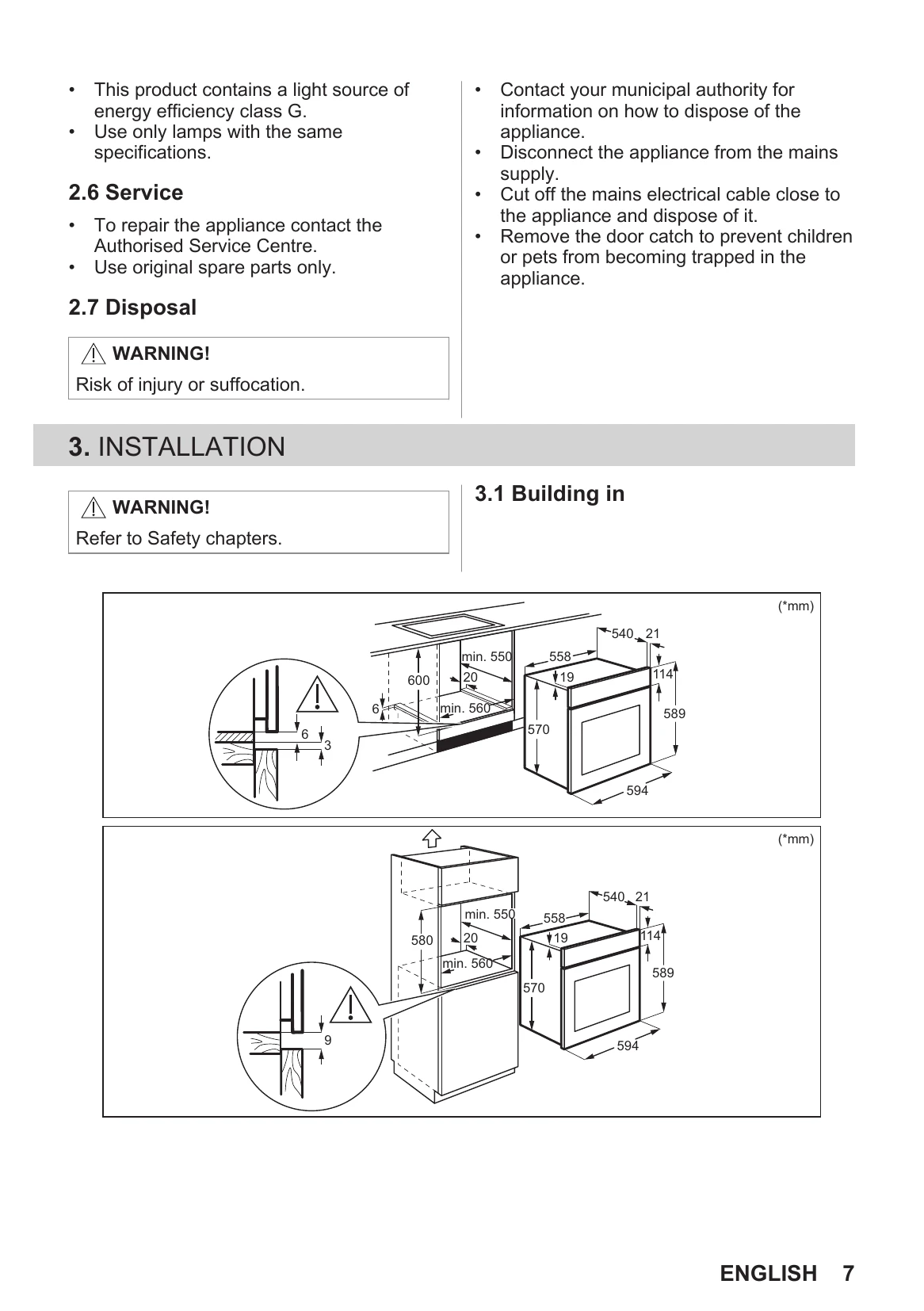 Manual for EOF3H40BX