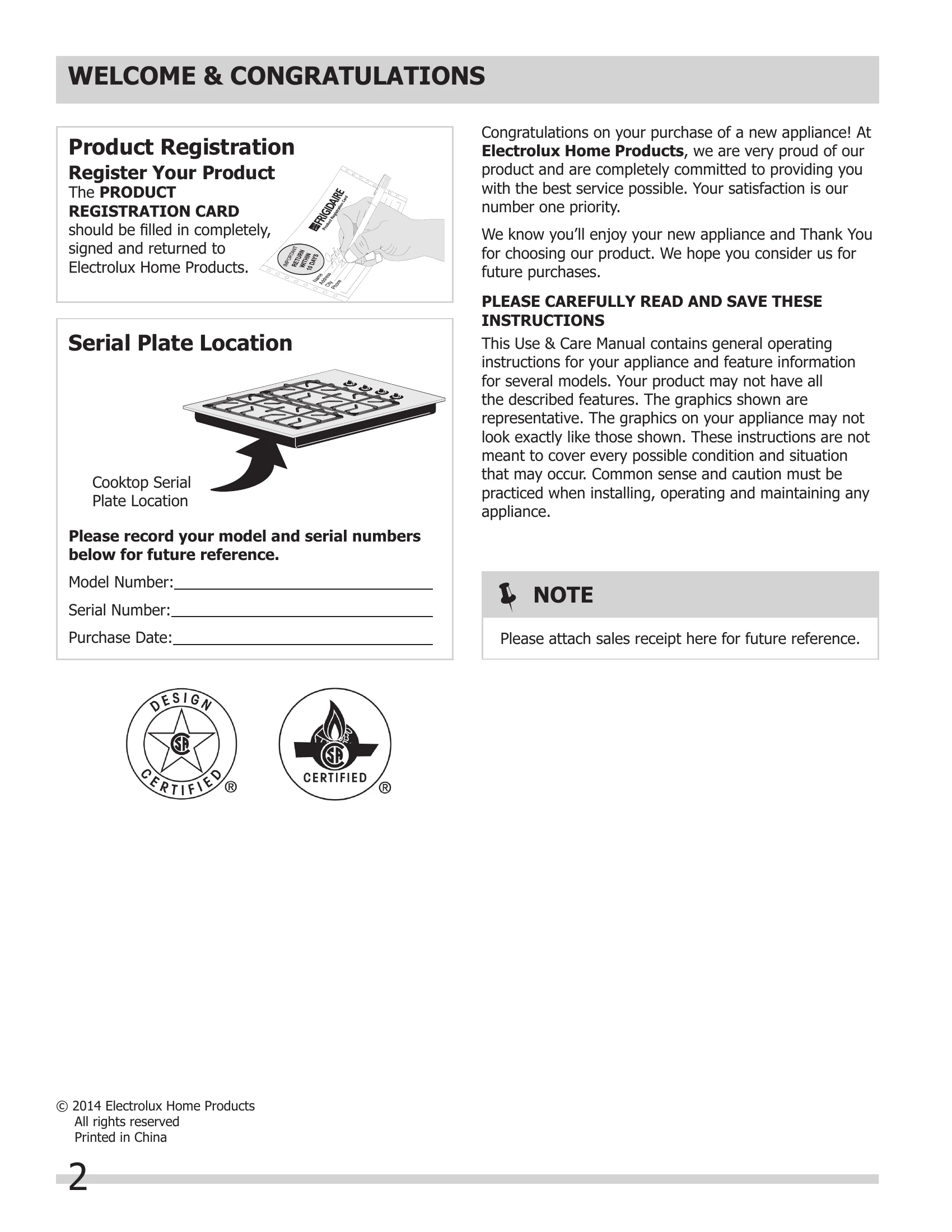 Manual for FPGC3077RS, FPGC3677RS