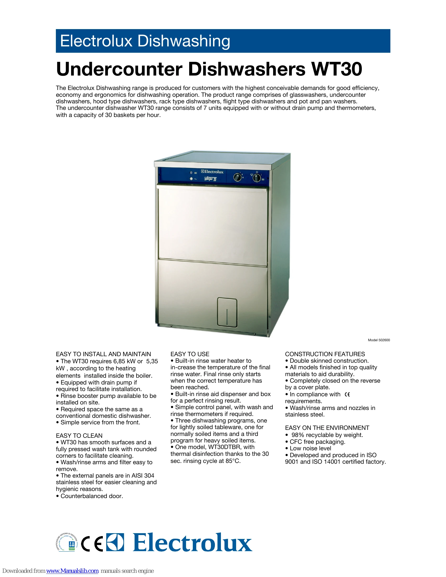 Spec Sheet for WT30