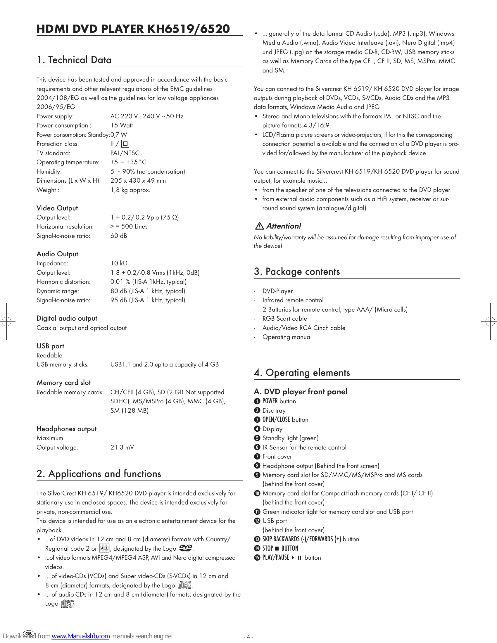 Manual for KH 6519/6520