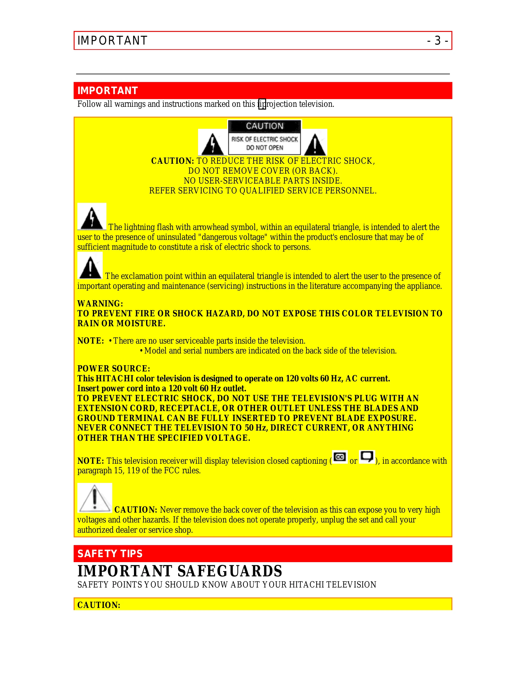 Manual for 32FX41B 32UX51B 36FX42B 36UX52B 36CX35B