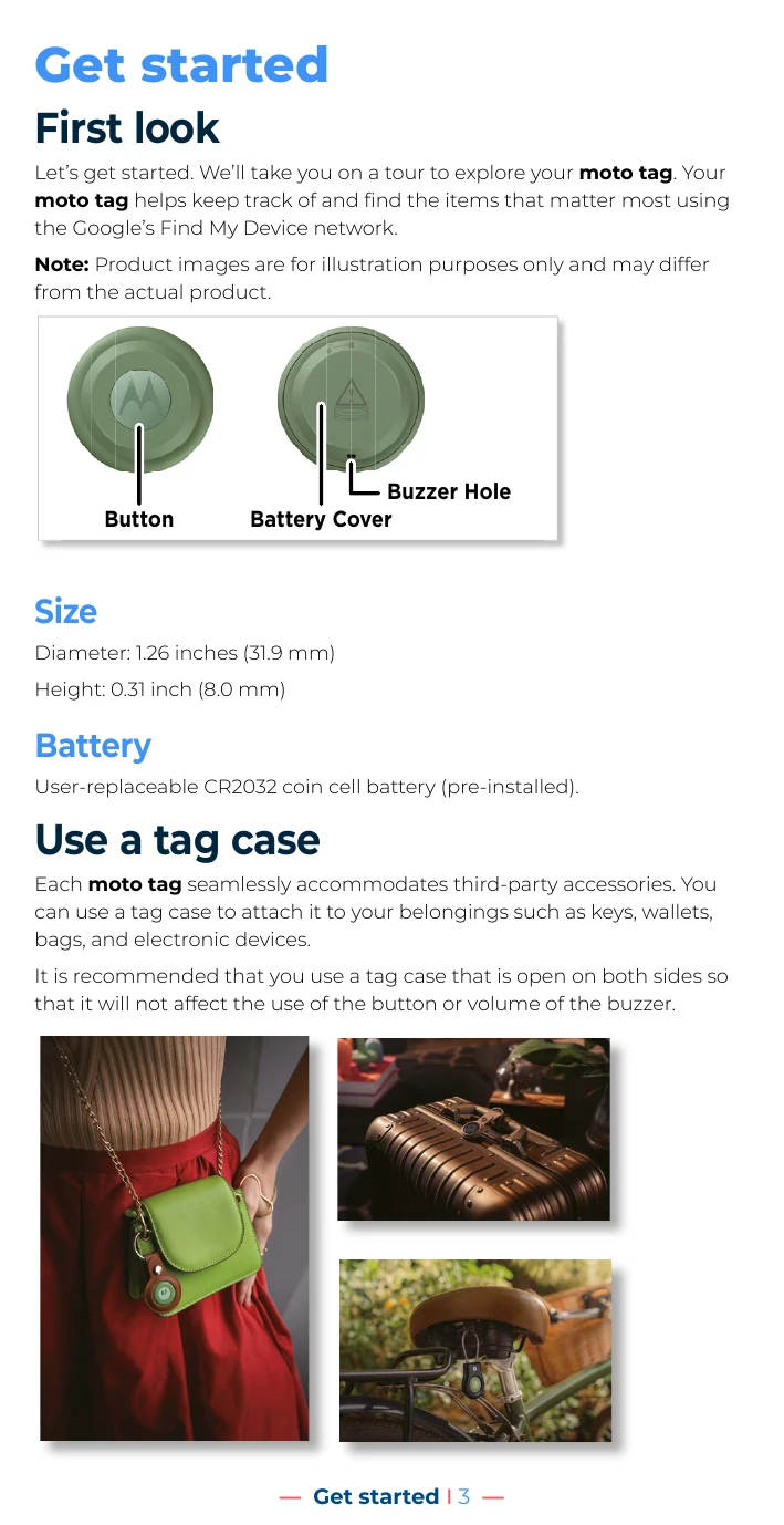 Manual for moto tag