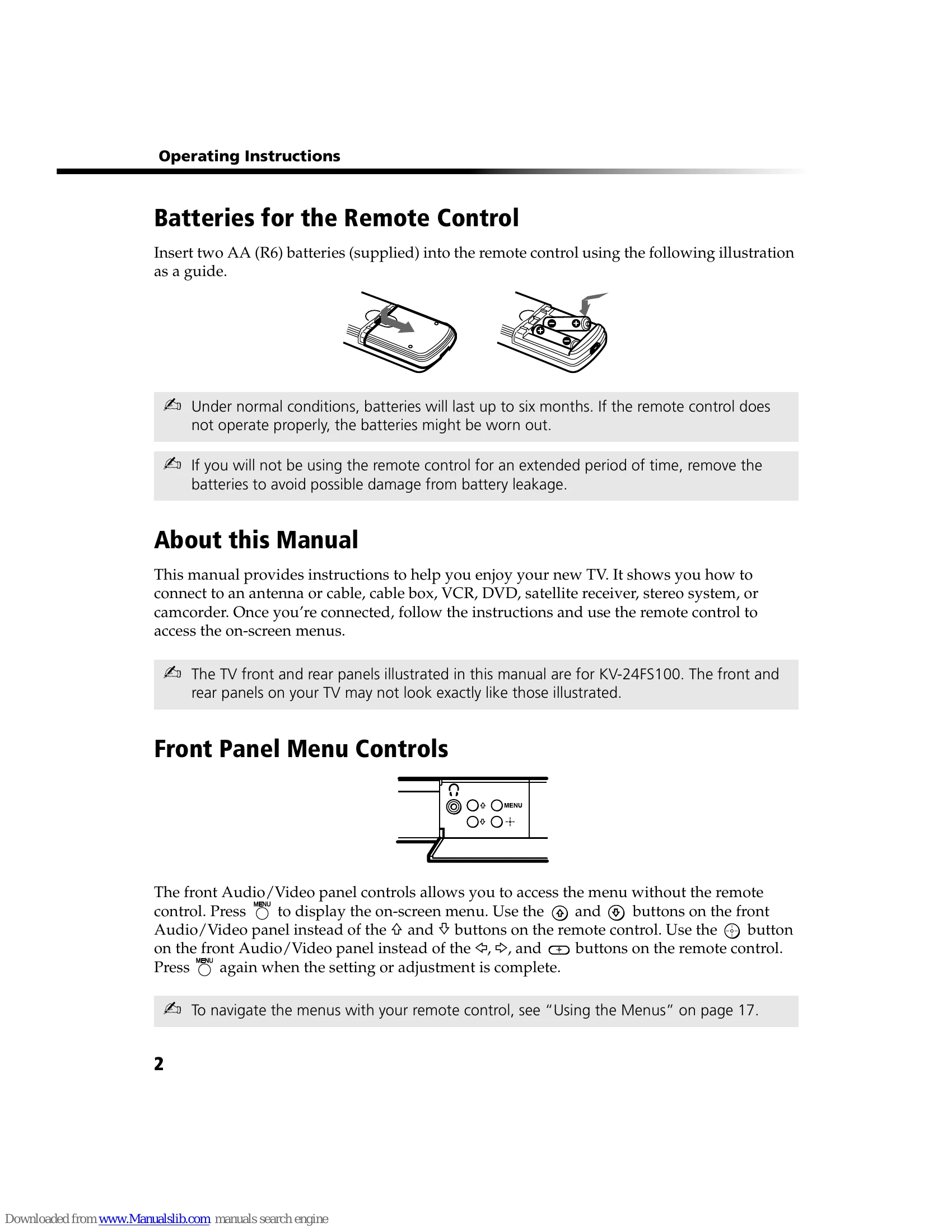 Manual for KV-13FS100