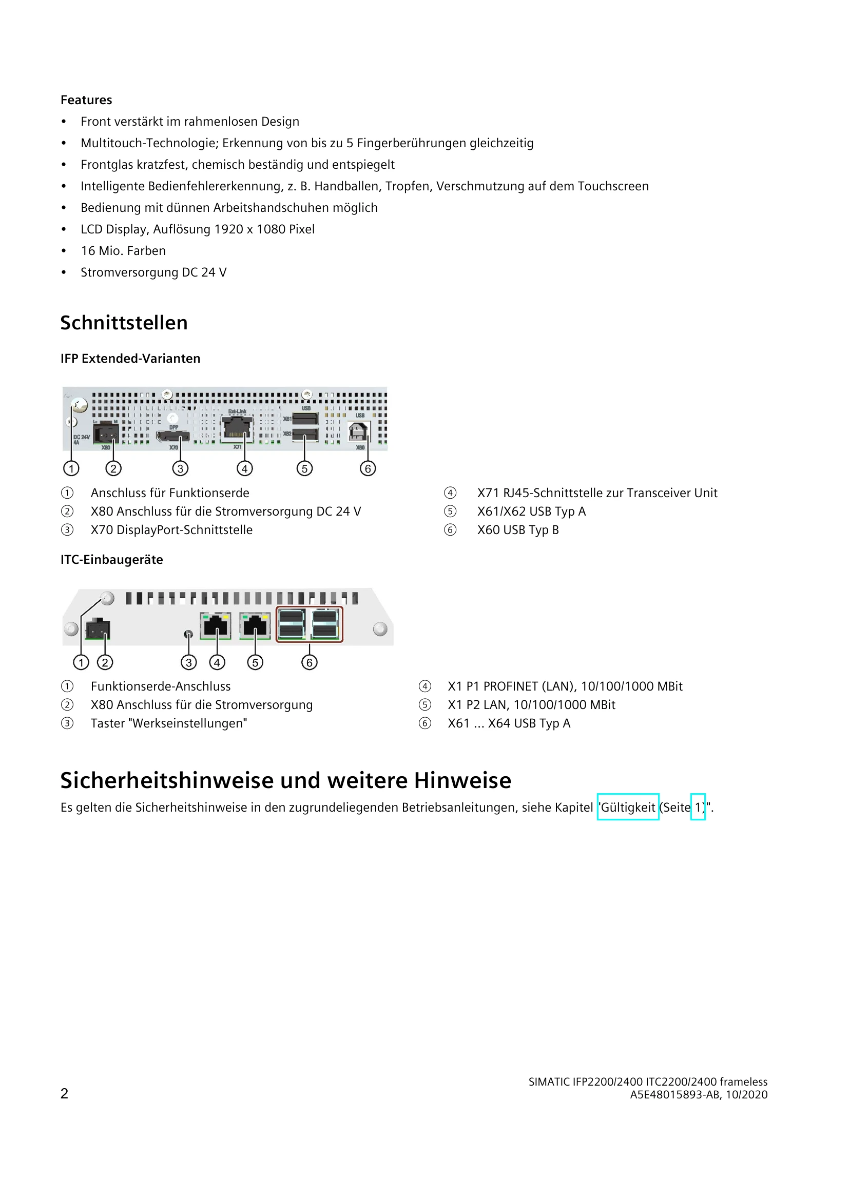 Manual for SIMATIC IFP2200/2400 ITC2200/2400 frameless