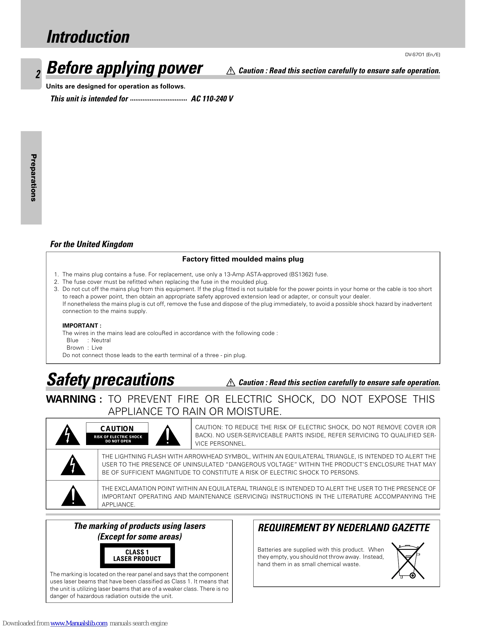 Manual for DV-S701
