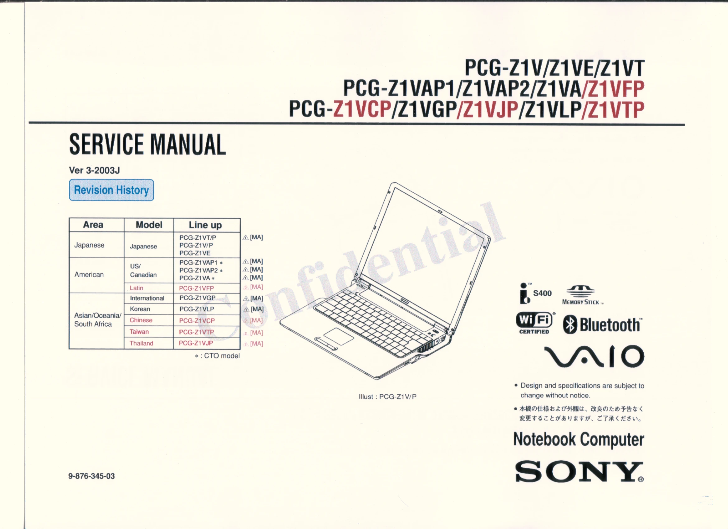 Parts/Service for PCG-Z1V