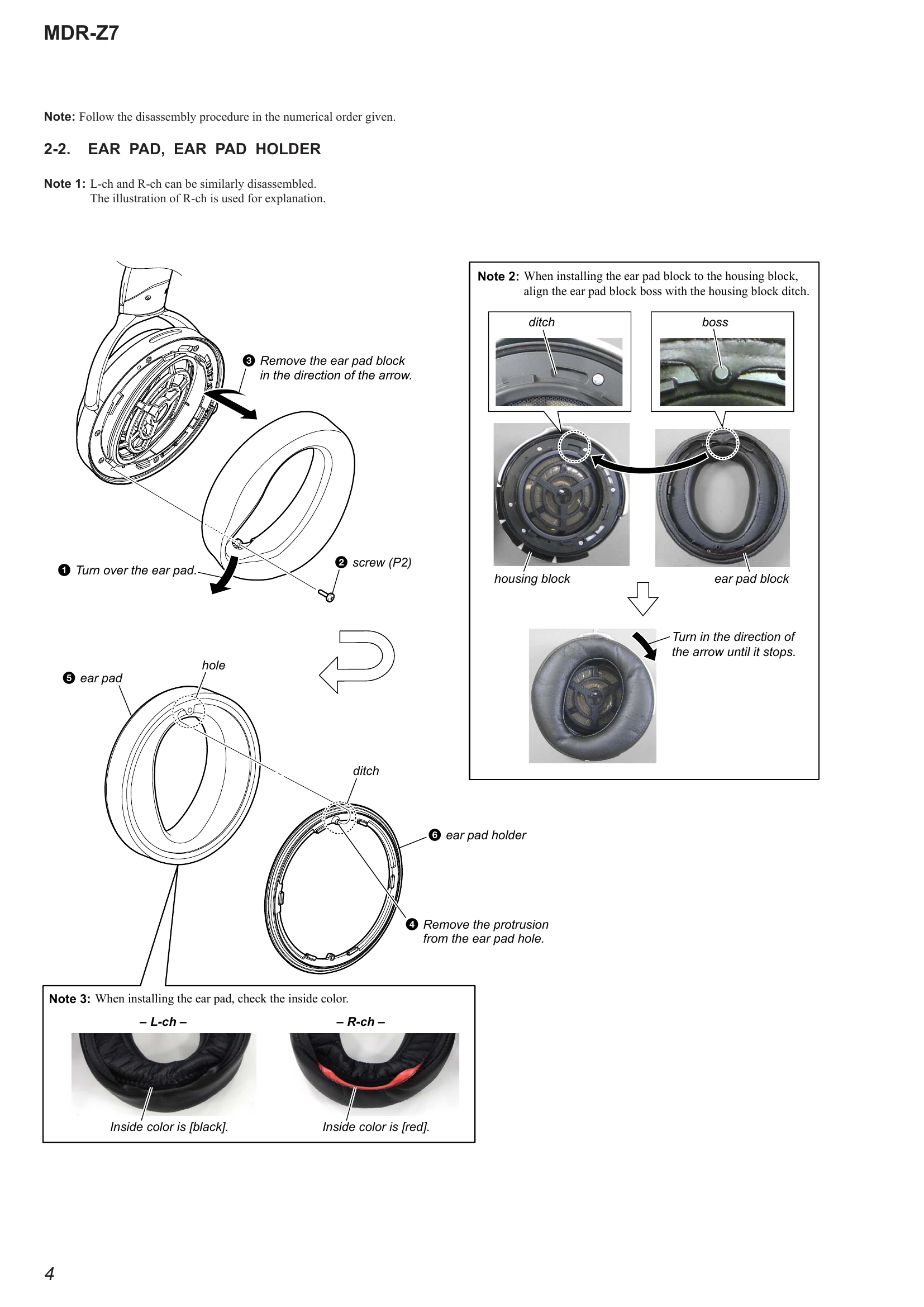 Parts/Service for MDR-Z7