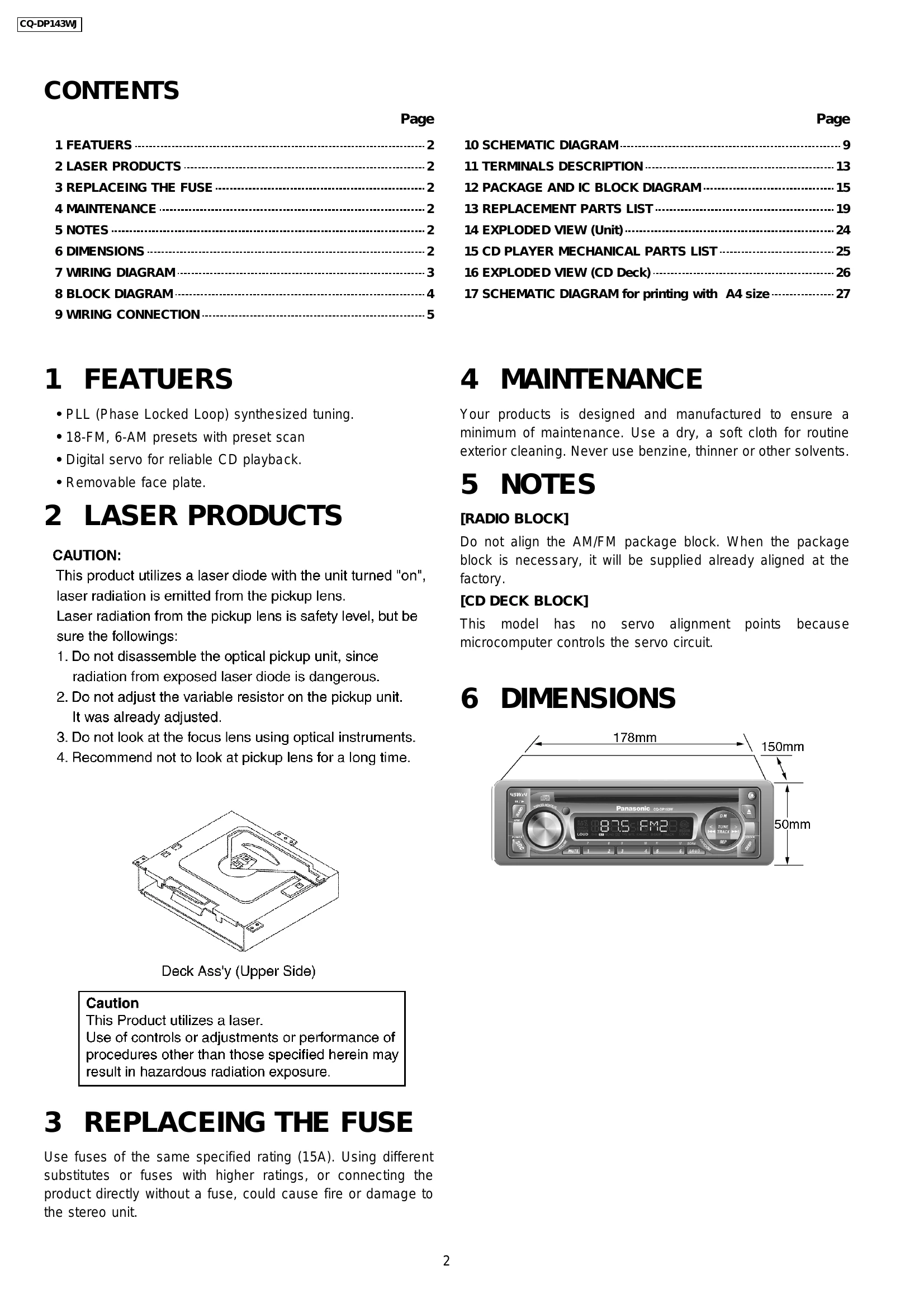 Manual for CQ-DP153W